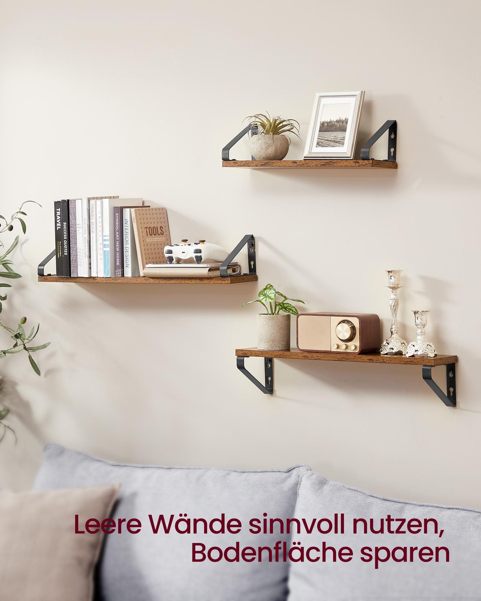 VASAGLE Wandregal Schweberegal, 3er Set, Regalbrett, 2 Montagemöglichkeiten günstig online kaufen