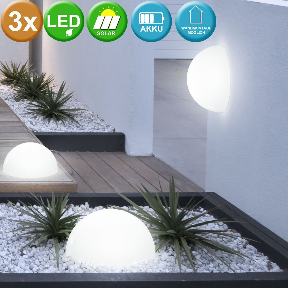 LED Dekolicht, 3er Set LED Wand Boden Solar Außen Leuchten