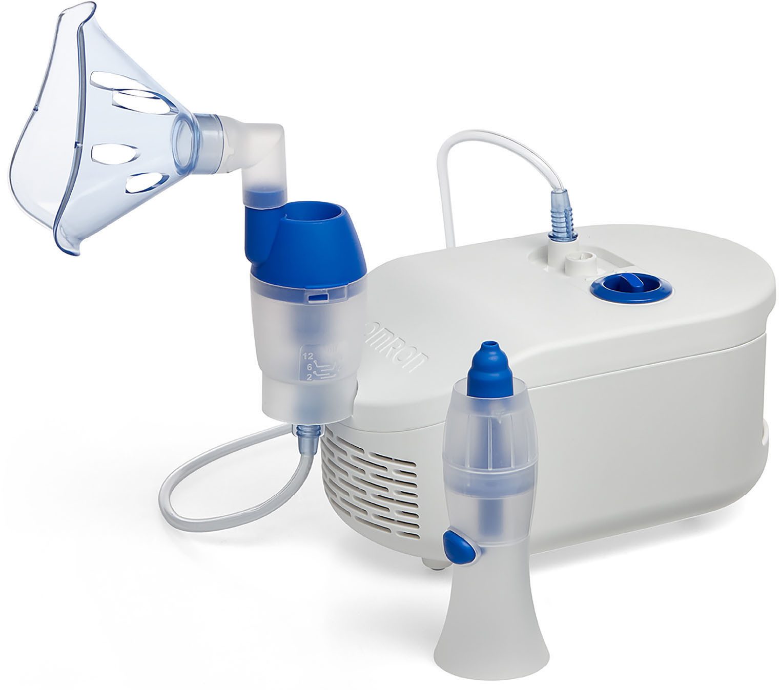 Omron Inhalationsgerät X102 Total mit Nasendusche, zur Behandlung von Atemwegserkrankungen, für Erwachsene & Kinder, zur Behandlung der unteren & oberen Atemwege