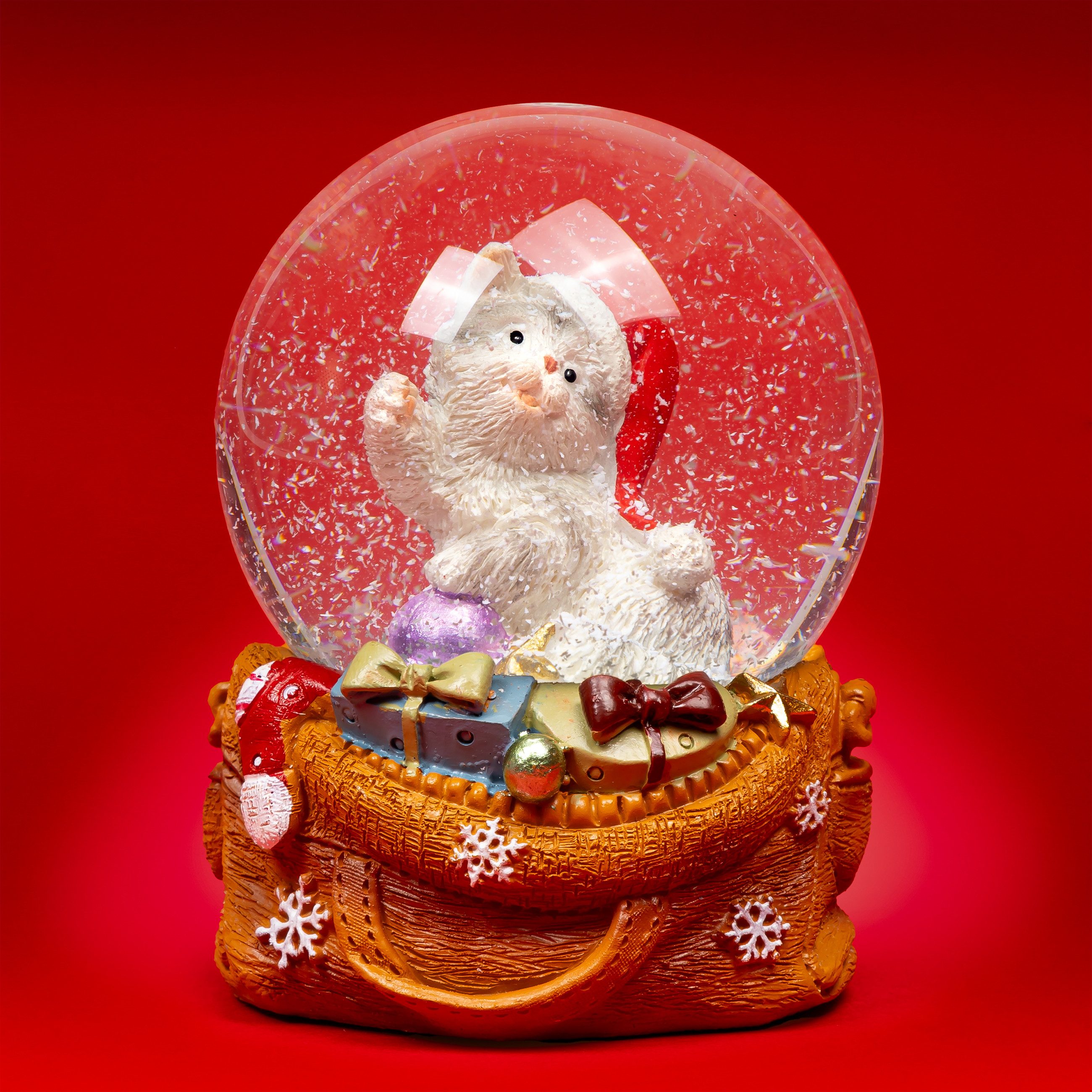 SIKORA Schneekugel SK33 Mittelgroße Glas Winter Deko Kugel Katze Weihnachts günstig online kaufen