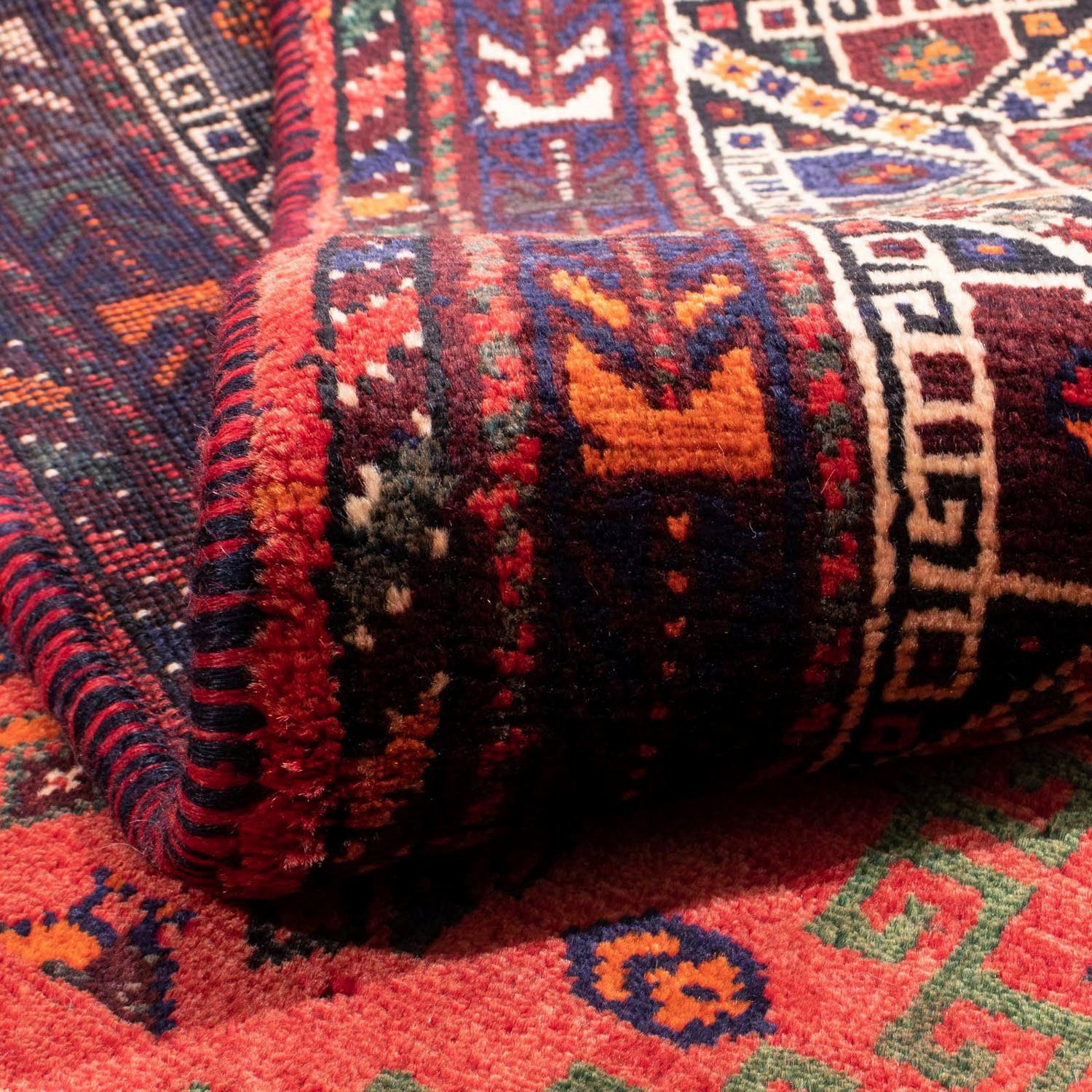 Rosso 305 rechteckig, cm, 10 Zertifikat morgenland, mm, Wollteppich mit x Unikat 205 Shiraz Höhe: Medaillon