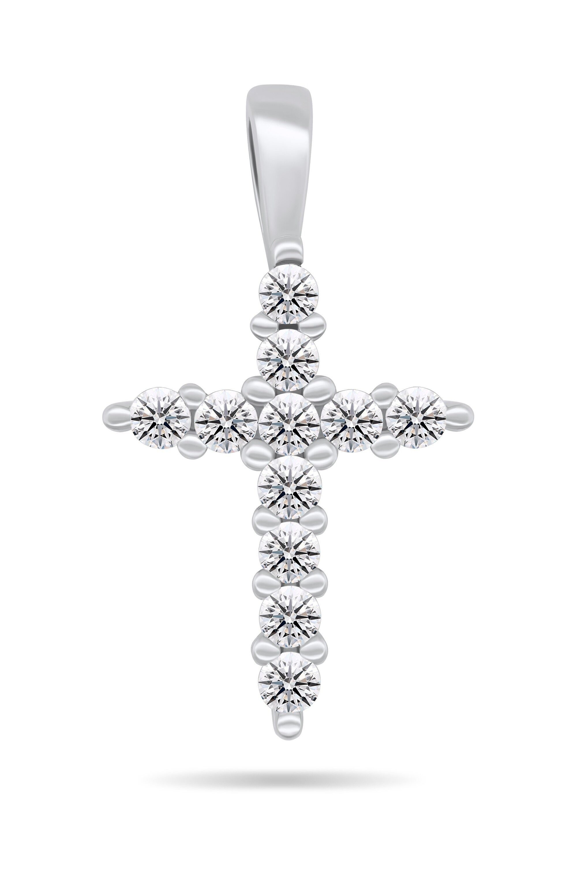 Brilio Silver Kreuzanhänger Sparkling silver pendant with zircons Cross PT68W