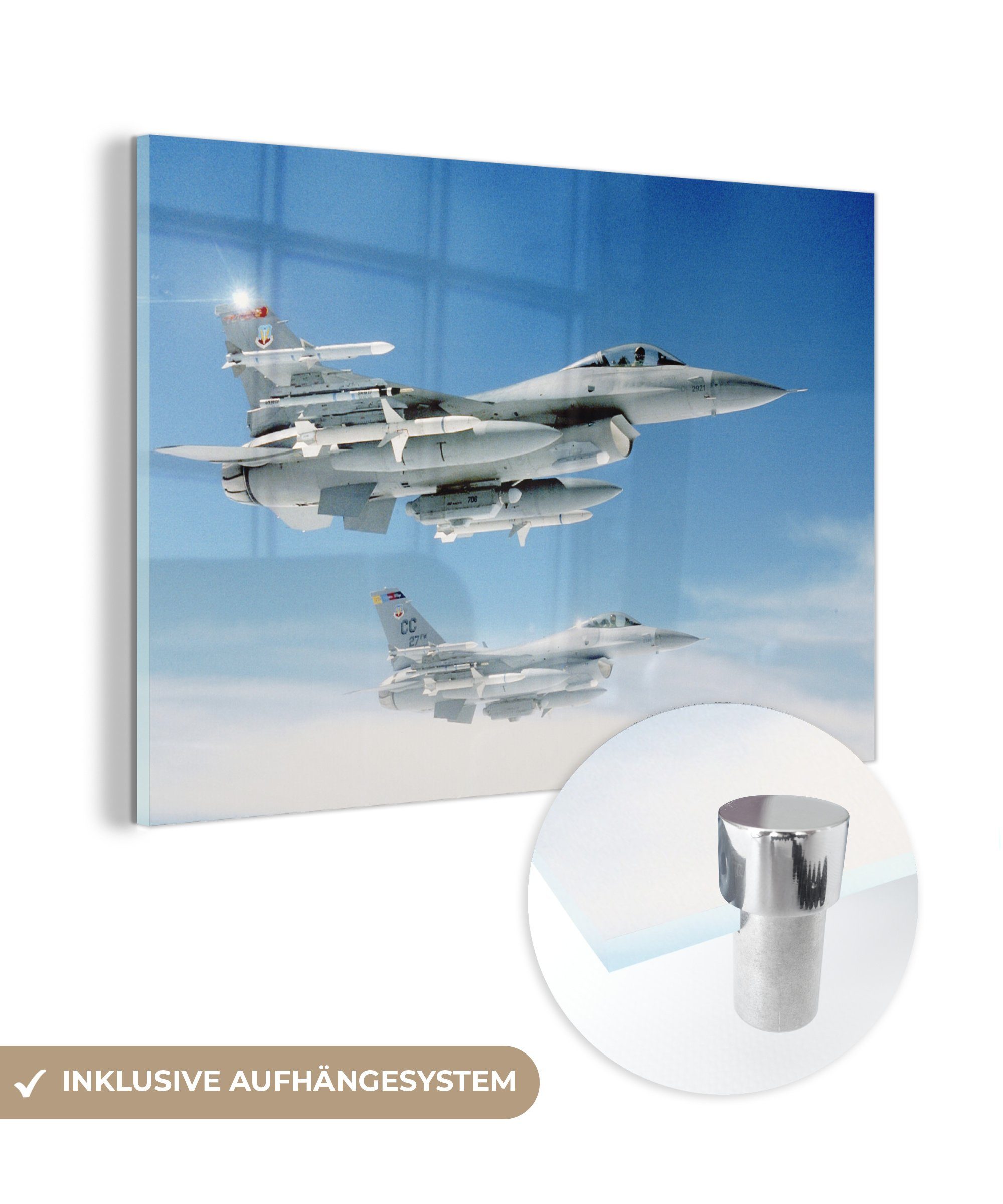 MuchoWow Acrylglasbild Zwei fliegende Militärflugzeuge, (1 St), Acrylglasbilder Wohnzimmer & Schlafzimmer