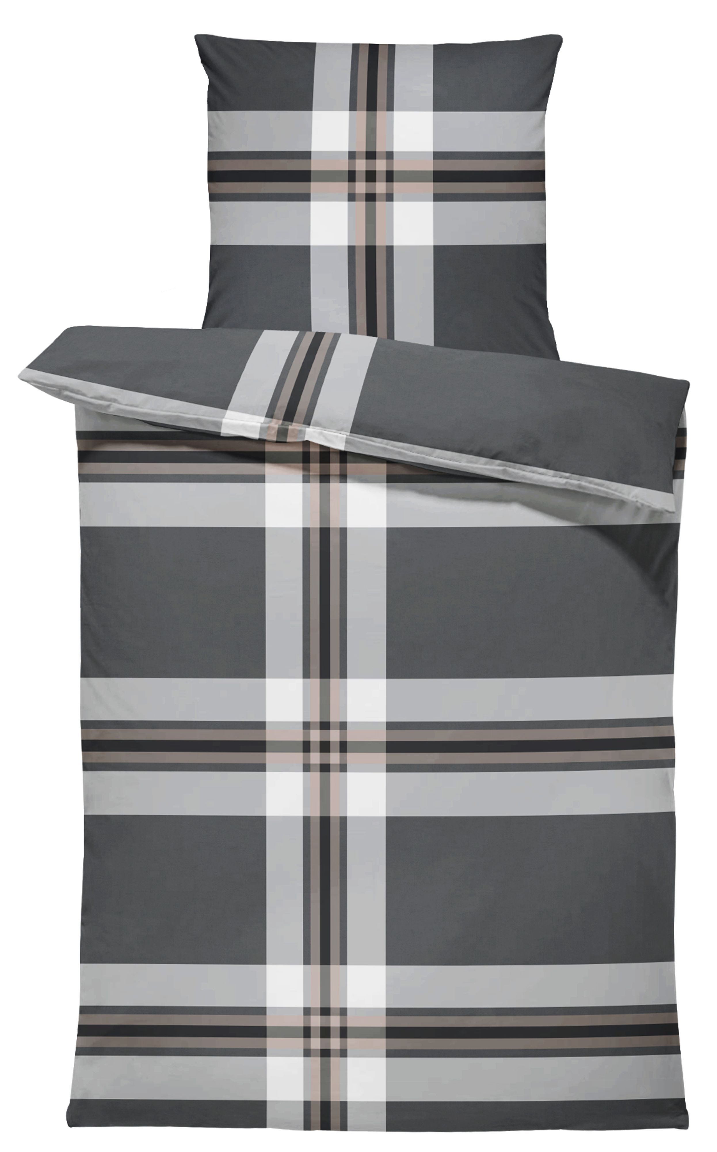 One Home Bettwäsche Winter Gestreift Modern, Biber, 2 teilig, kariert strei günstig online kaufen