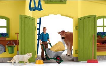 Schleich® Spielwelt FARM WORLD, Großer Stall mit Tieren und Zubehör (42605), Made in Europe
