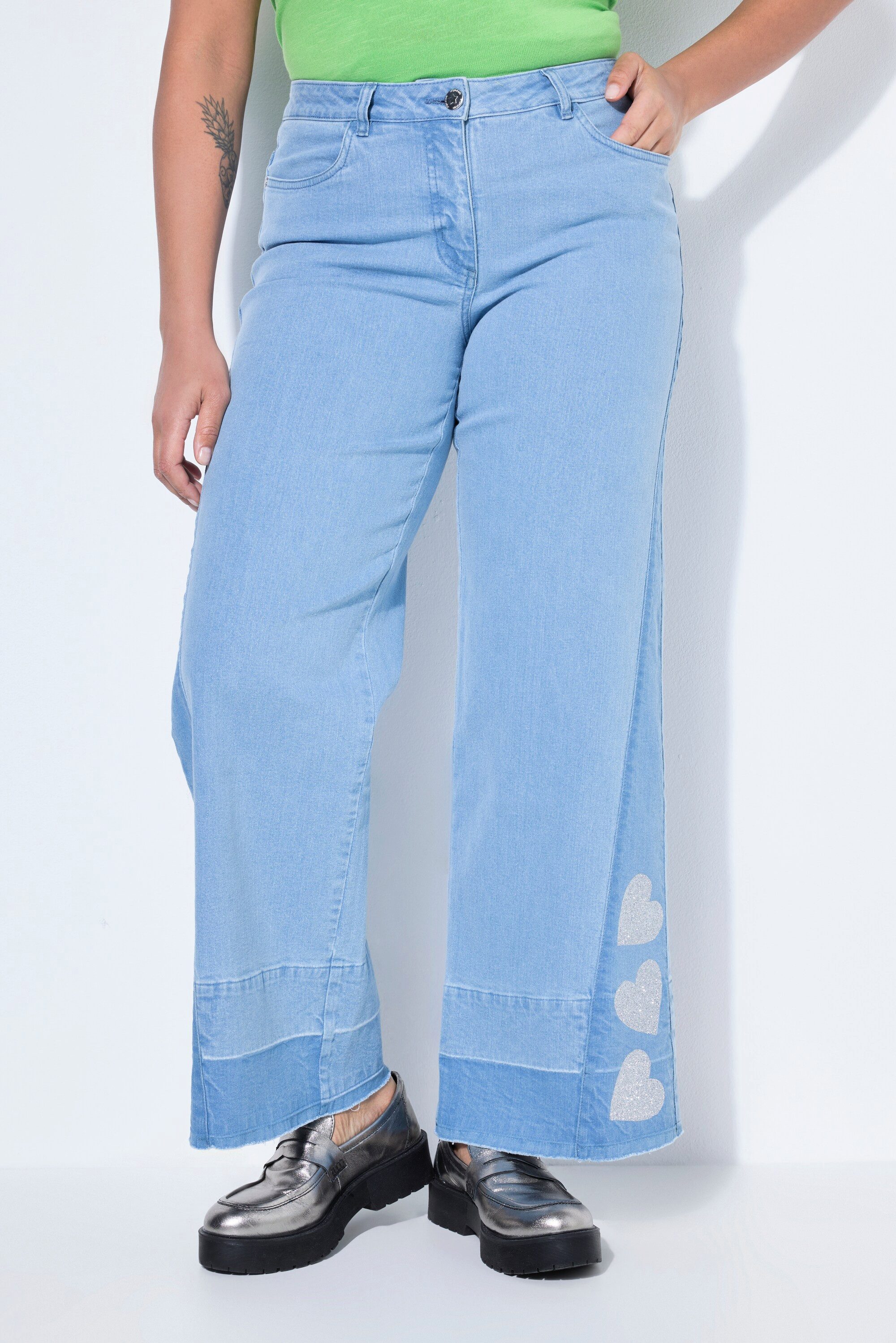 Angel of Style Regular-fit-Jeans Jeans Nora weites Bein Glitzer-Herzchen