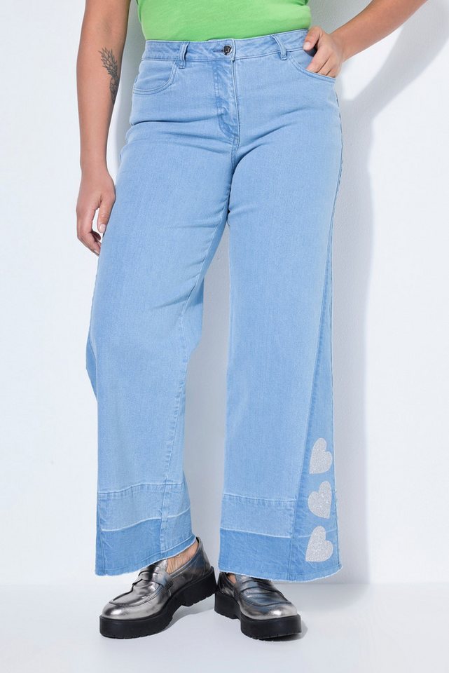 Angel of Style Regular-fit-Jeans Jeans Nora weites Bein Glitzer-Herzchen