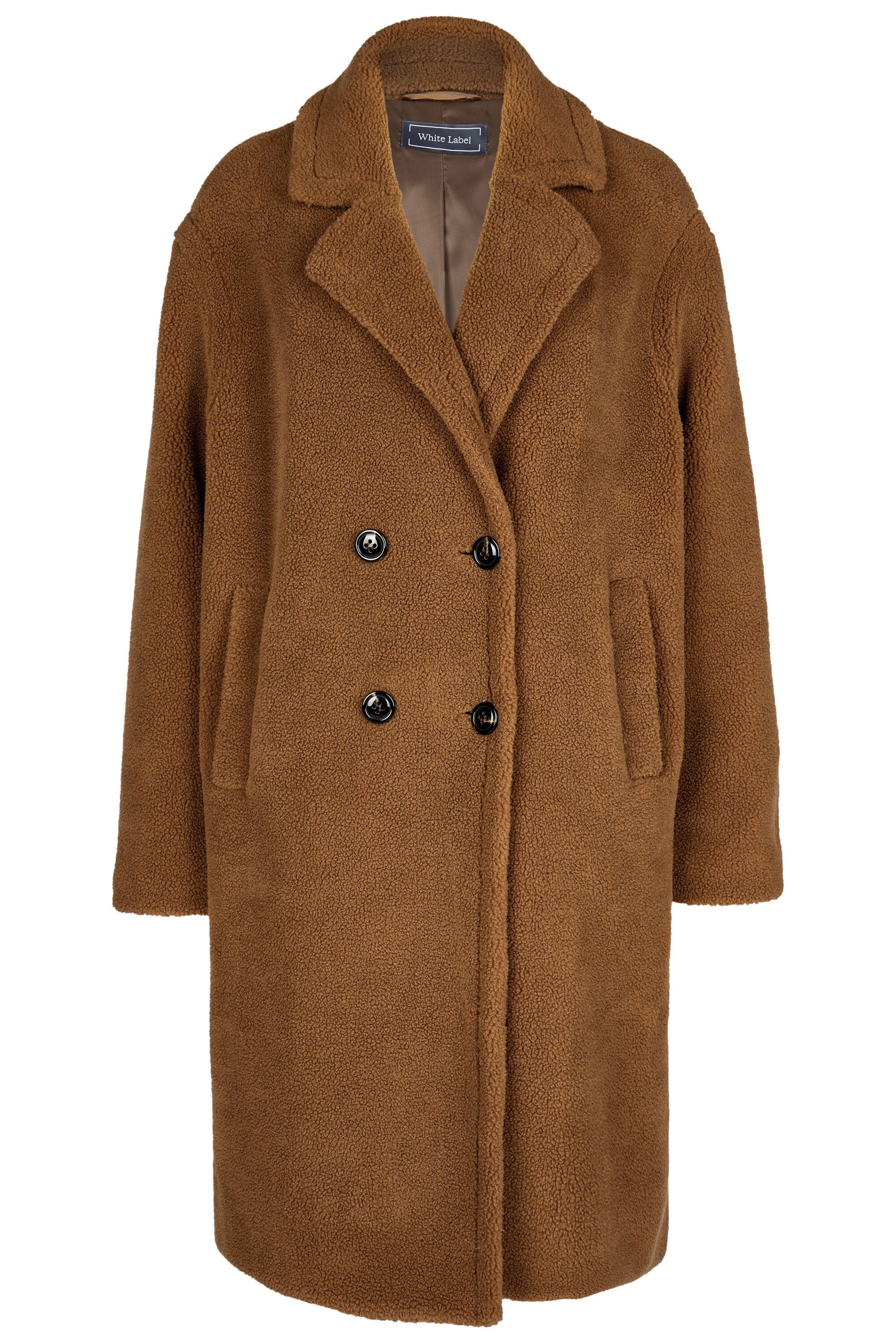 White Label Langmantel mit breitem Reverskragen
