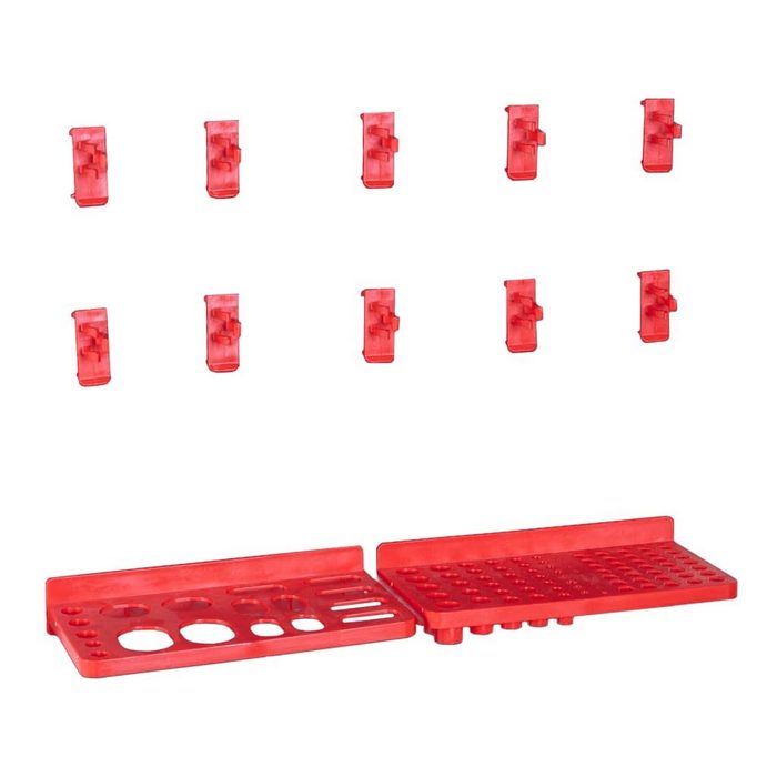 vidaXL Werkzeugbox 39-tlg. Behälter-Set für Kleinteile mit Wandplatten Rot Schwarz