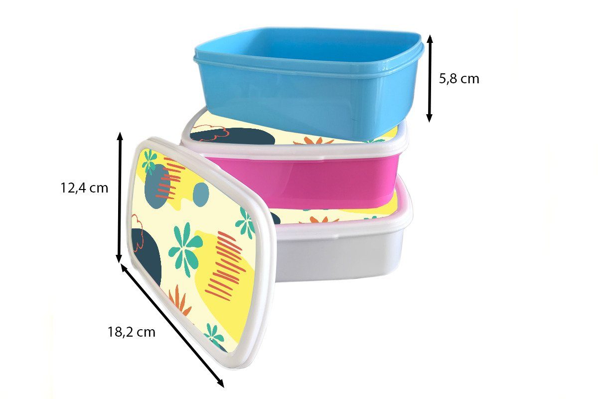 MuchoWow Lunchbox Sommer - Brotbox (2-tlg), für Mädchen, Kunststoff, Kunststoff Abstrakt, Kinder, Brotdose - Erwachsene, Snackbox, Formen rosa