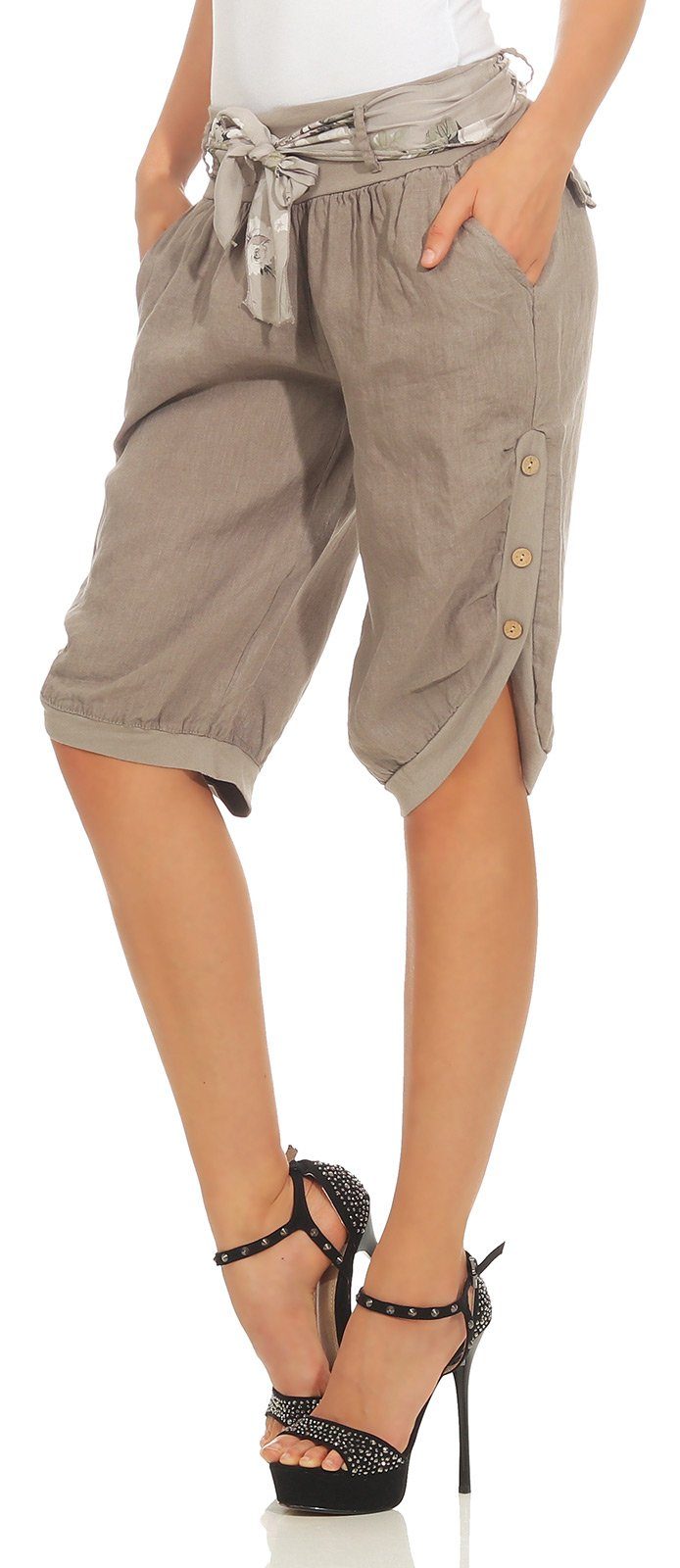 Mississhop Leinenhose Damen-Bermuda-Shorts aus 100 % günstig online kaufen