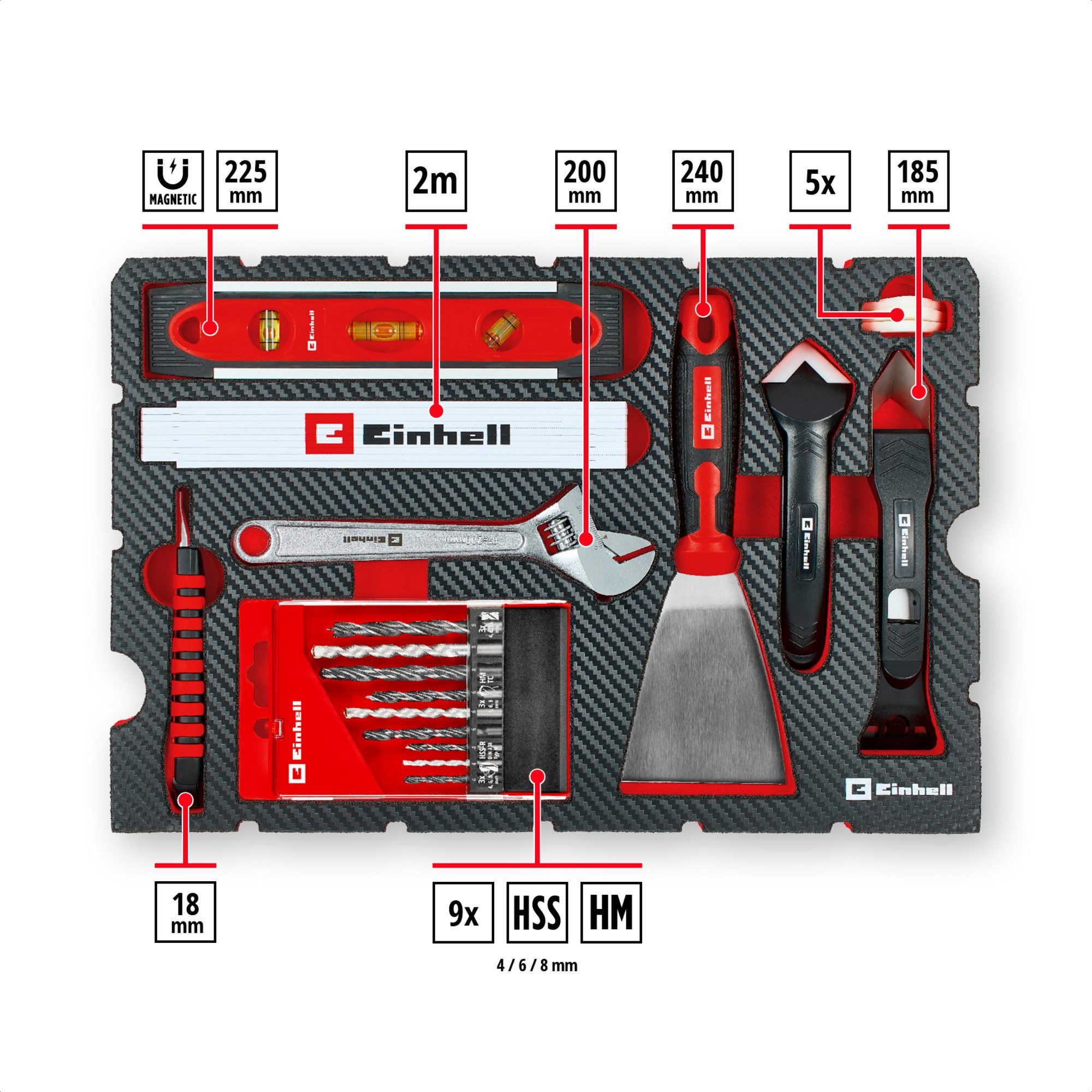 Einhell Werkzeugset EINHELL E-Case Werkzeugkoffer Renovierung, (78-tlg)
