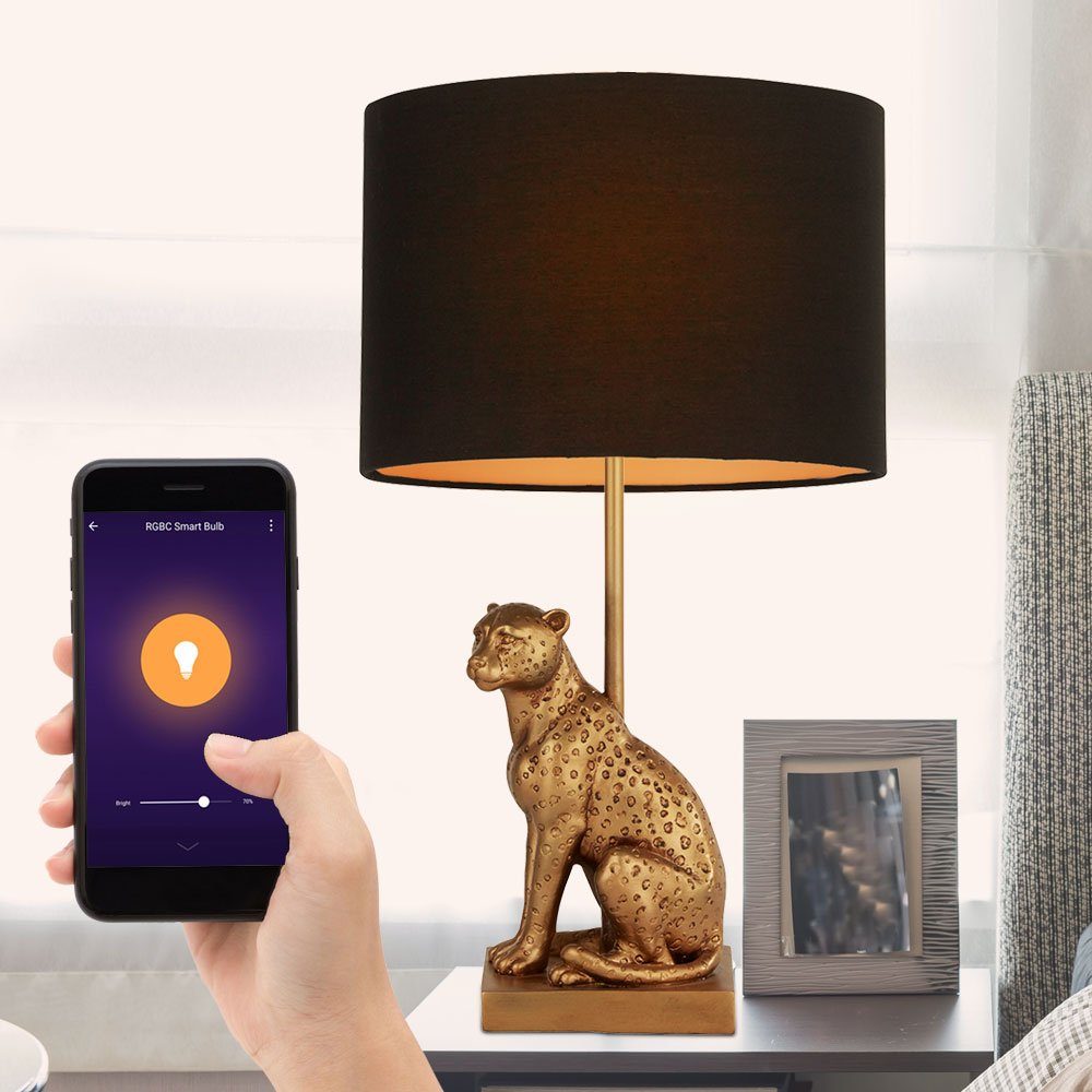 etc-shop Smarte LED-Leuchte, Leuchtmittel inklusive, Farbwechsel, Tisch Tageslichtweiß, Lampe Warmweiß, Nacht Neutralweiß, Gepard Leuchte kupfer-schwarz Smart Kaltweiß