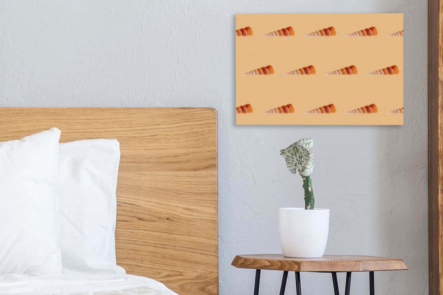 OneMillionCanvasses® Leinwandbilder, Muscheln Orange, - Wandbild Aufhängefertig, Leinwandbild (1 Muster 30x20 St), - Wanddeko, cm