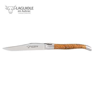 Laguiole en Aubrac Steakmesser 6 Steak Messer Teak (6 Stück), original mit Zertifikat und Holzbox, Handarbeit