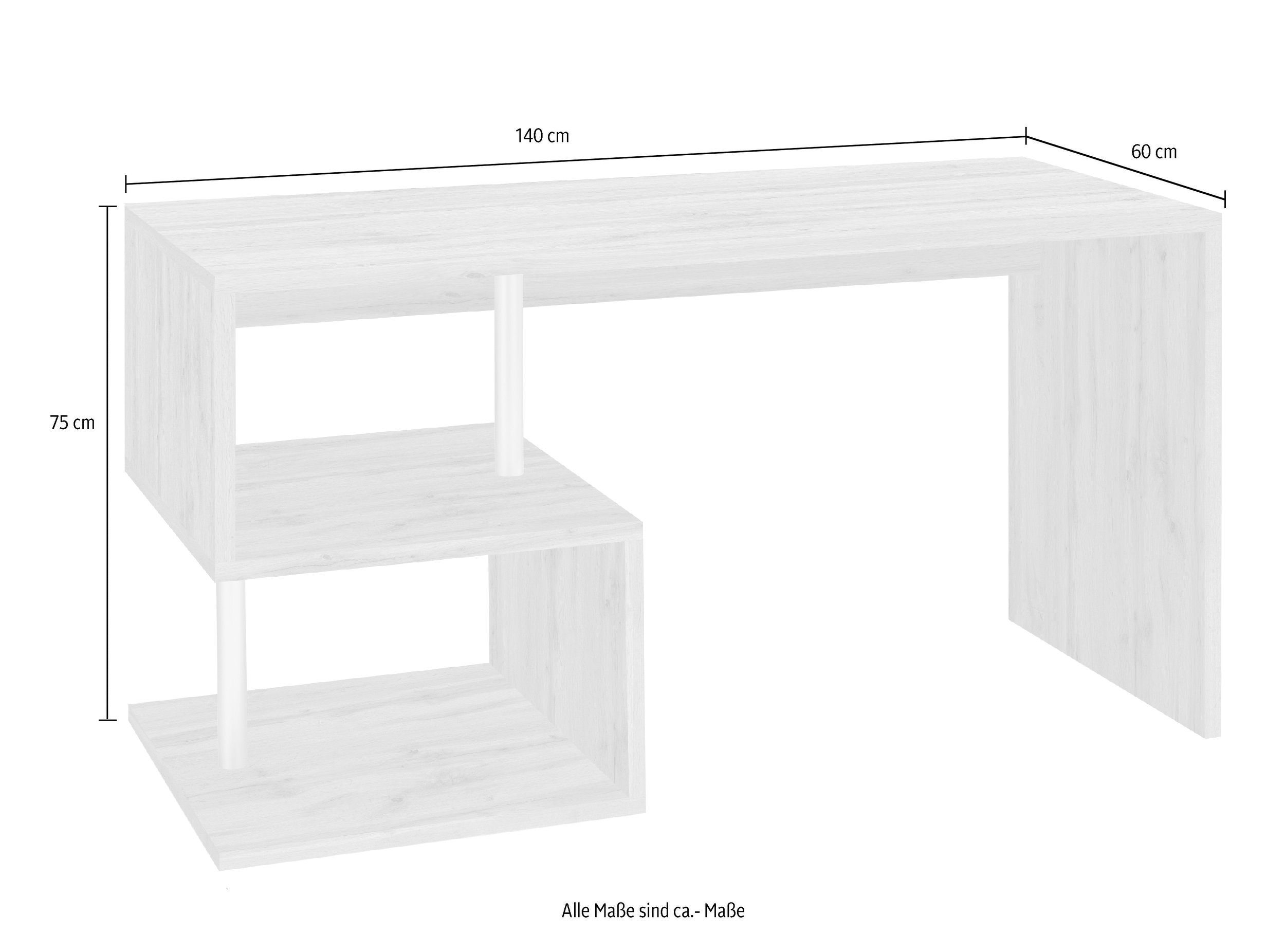 (BxHxT: Einlegeboden mit 140x75x60 möbelando Angolo in weiß Schreibtisch cm), Esse einem