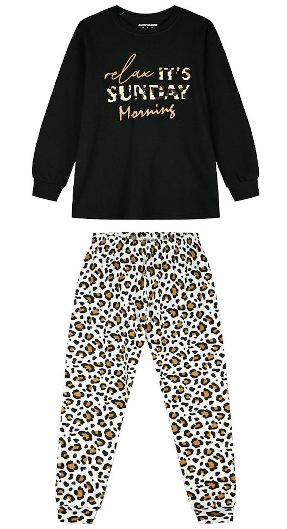 ENERGIERS Pyjama ENERGIERS Mädchen Schlafanzug lang Pyjama Leo black (2 tlg)