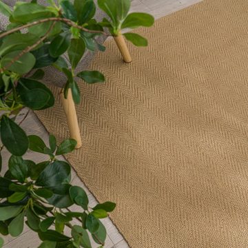 Teppich Jute Wohnzimmer Teppich Naturfaser Handgewebt Natur, TT Home, rechteckig, Höhe: 4 mm