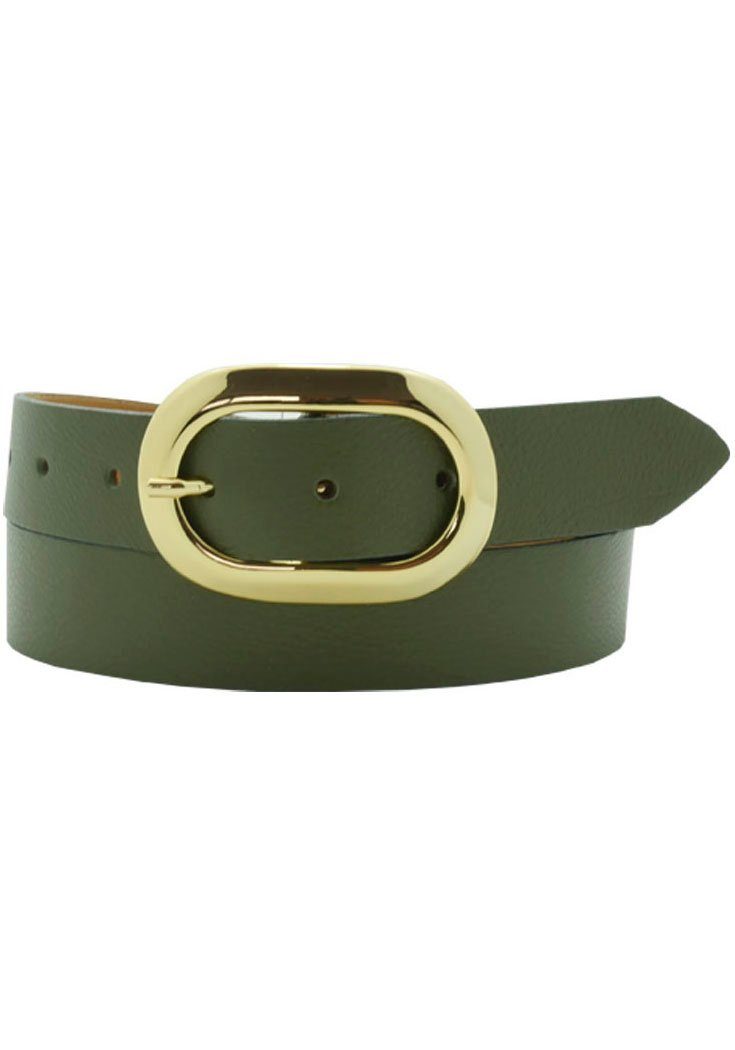 AnnaMatoni Ledergürtel Mit goldfarbener ovaler Gürtelschnalle