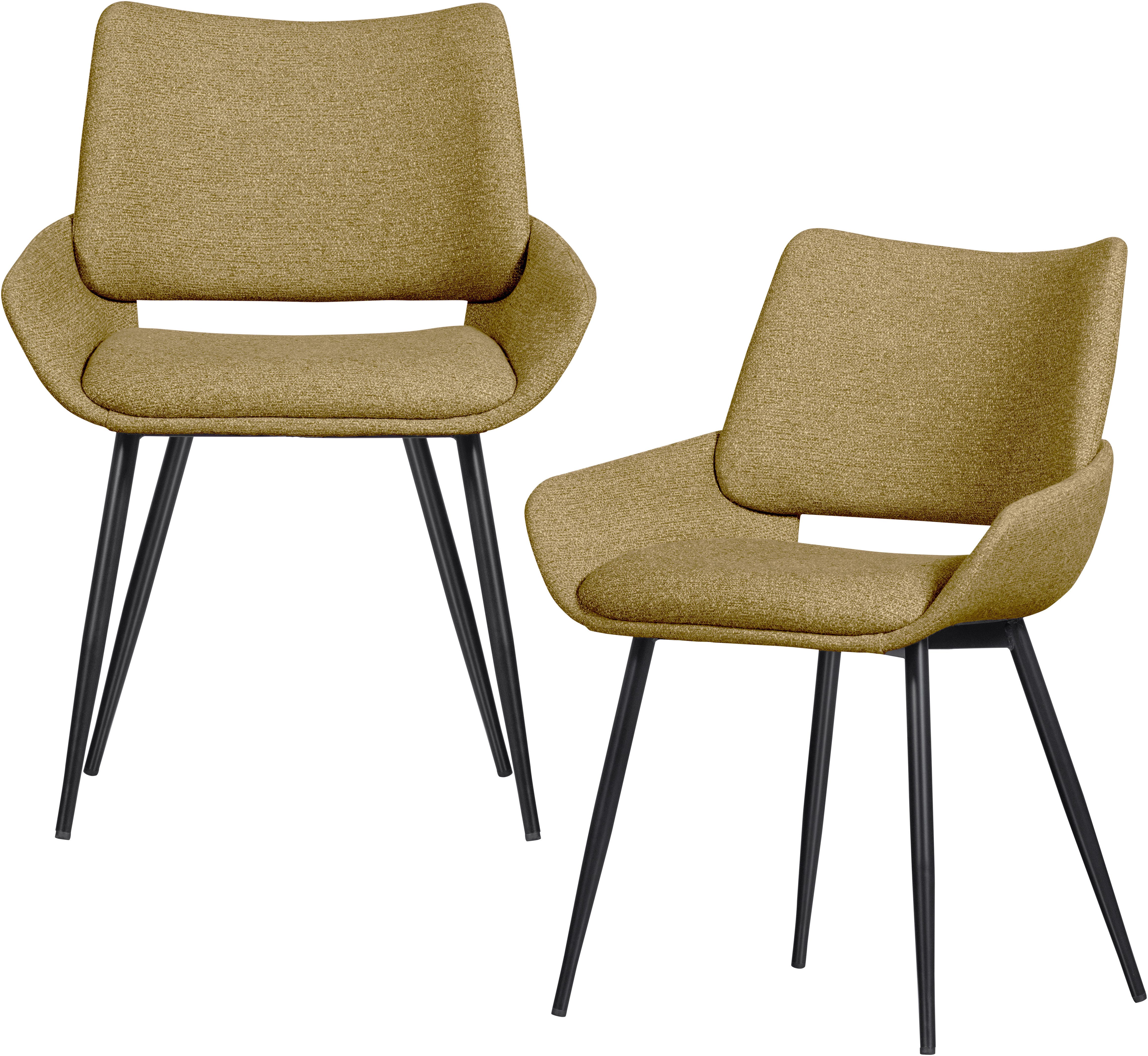 WOOOD Esszimmerstuhl Parade mit Melange-Bezug und konischen Metallbeinen B58 x T55 x H83 cm (Set, 2 St), Sehr hohe Verschleißfestigkeit, schalenförmige, Tragkraft 150 kg