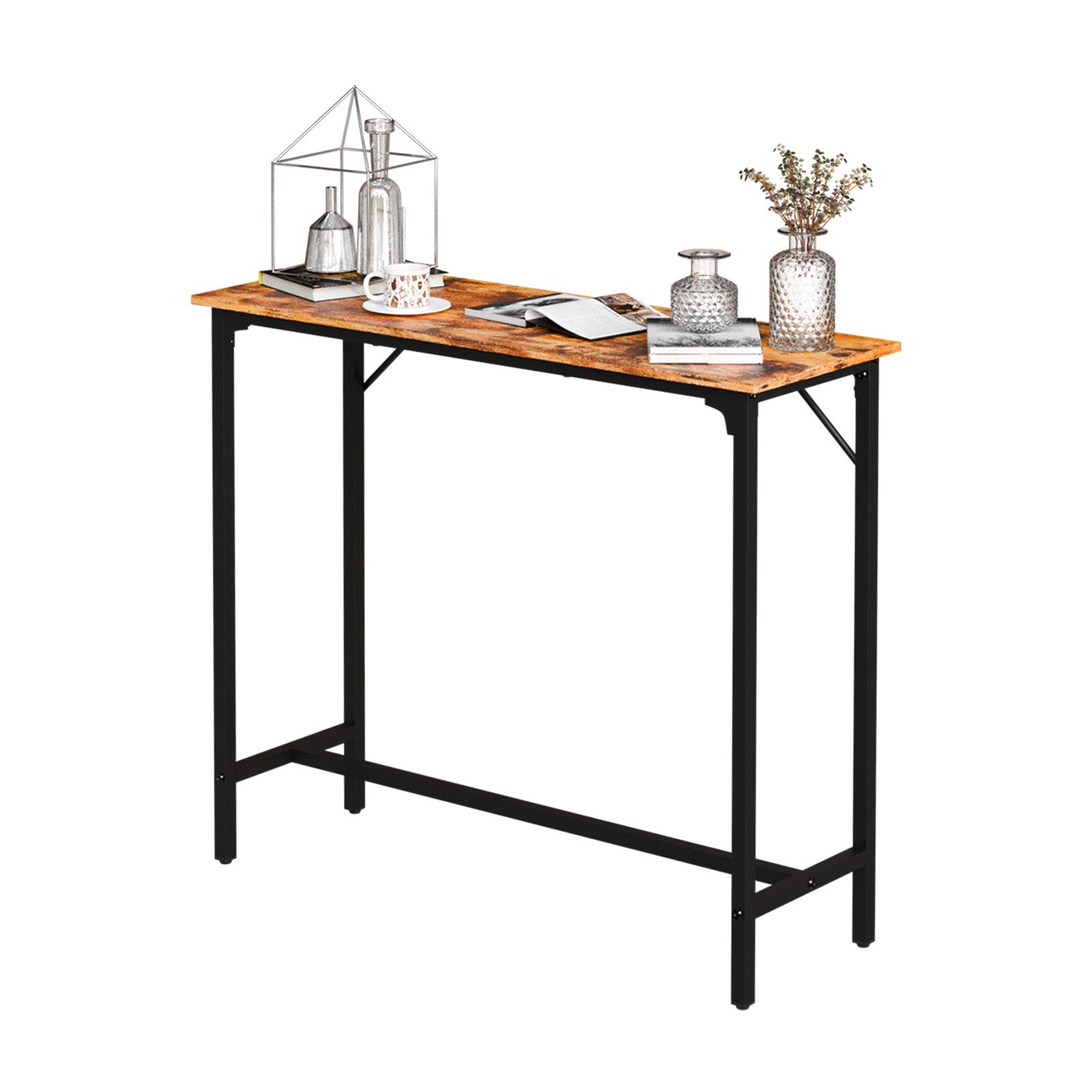 FANNOU Bartisch Küchentisch, Küchentresen, rechteckiger Stehtisch Metallgestell, einfacher Aufbau, MDF-Oberseite & Metallgestell, für Küchen-/Bartheke