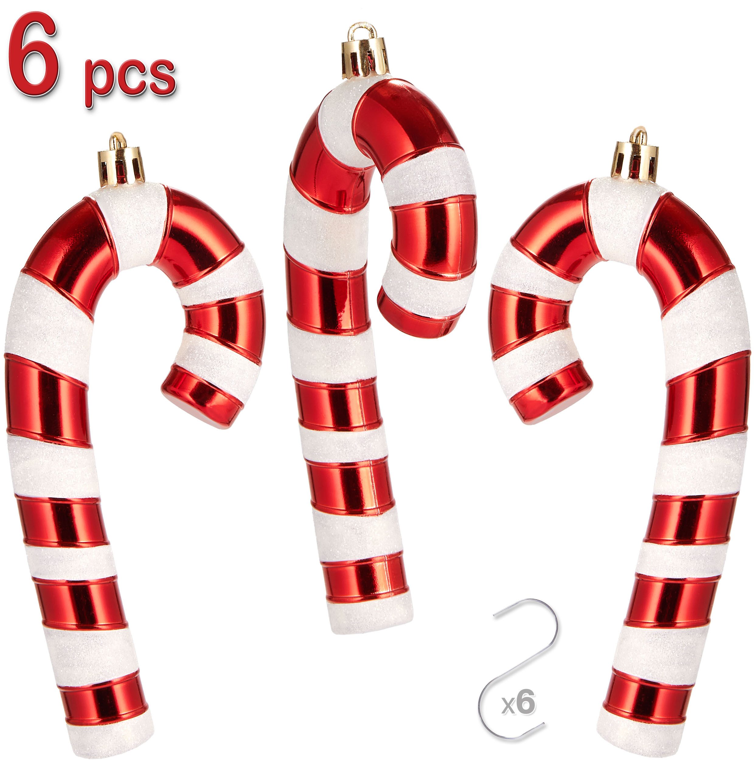 BRUBAKER Christbaumschmuck Baumschmuck Zuckerstangen - 6x Weihnachtsbaumschmuck zum Hängen (6-tlg), 14 cm Glitzer Weihnachtsdeko Anhänger aus bruchsicheren Kuns – Bild 3 von 5