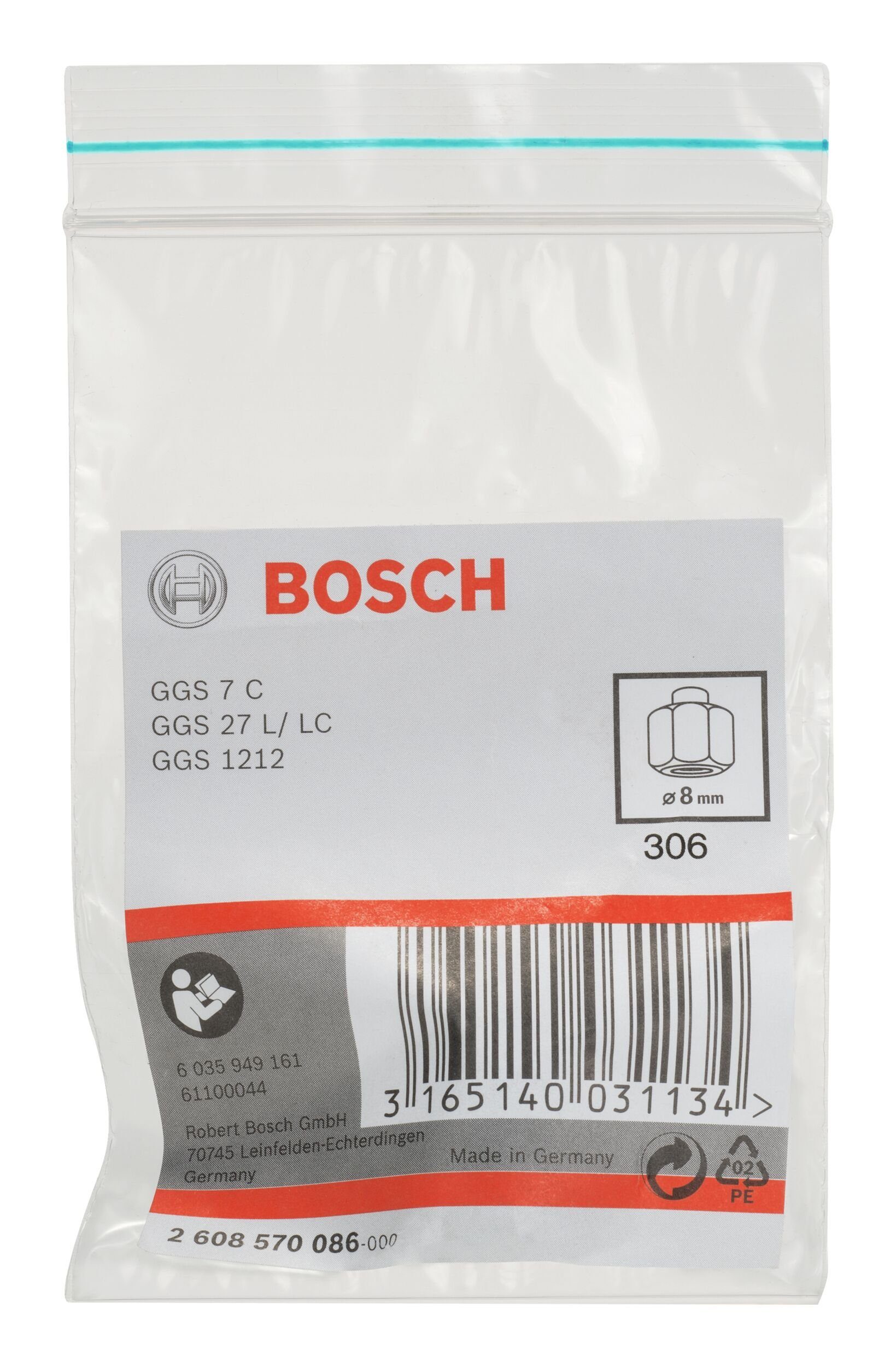 Bosch-Geradschleifer - Spannzange, 8 BOSCH Mit Spannmutter für mm