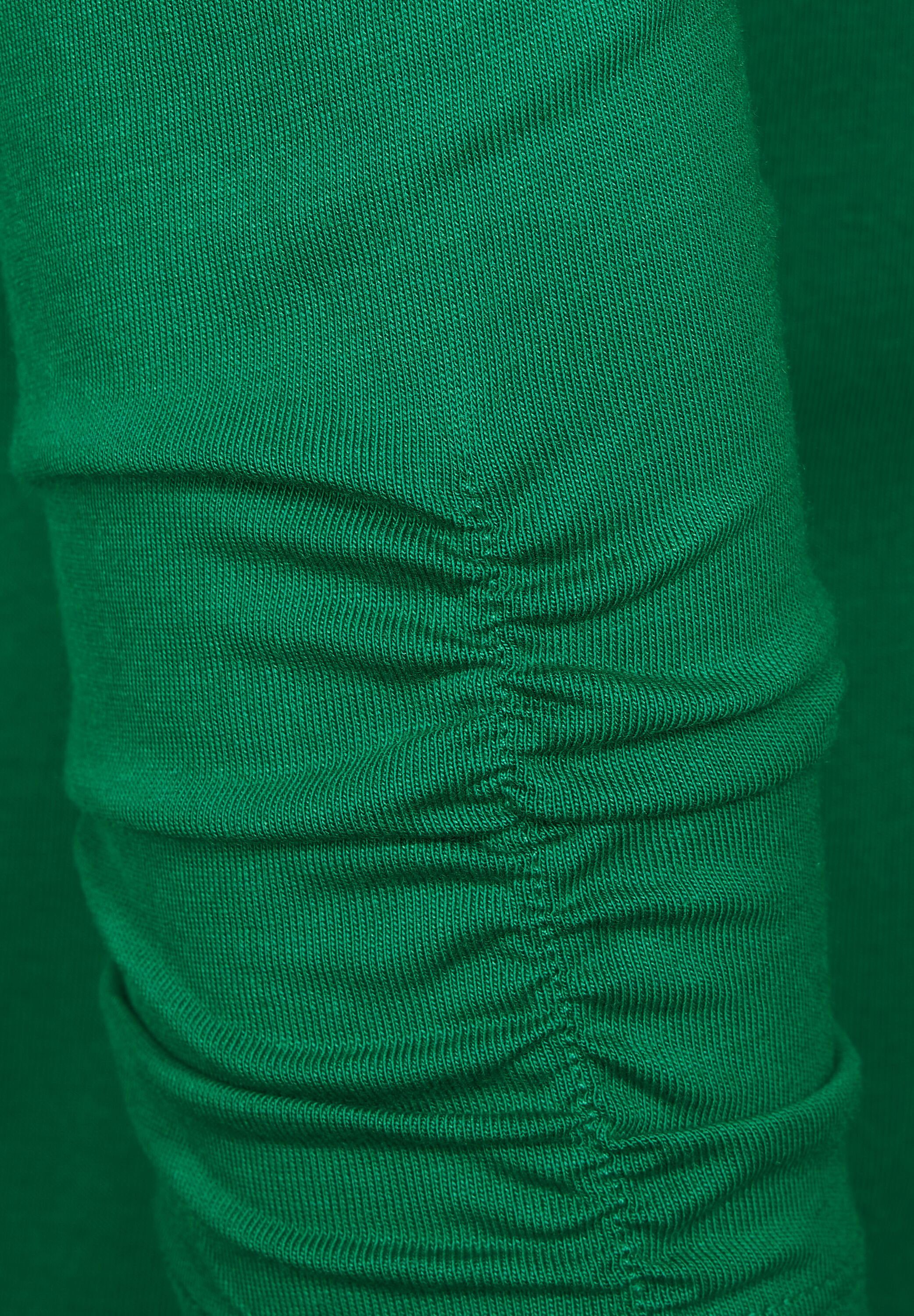 Cecil Rundhalsshirt mit green Ärmeln gerafften easy