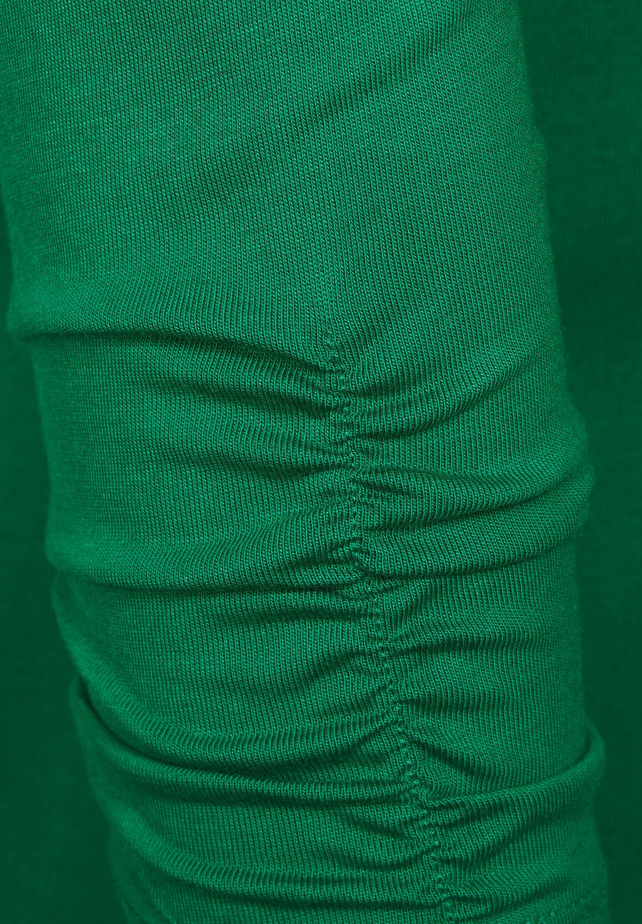 easy Rundhalsshirt Ärmeln Cecil mit green gerafften