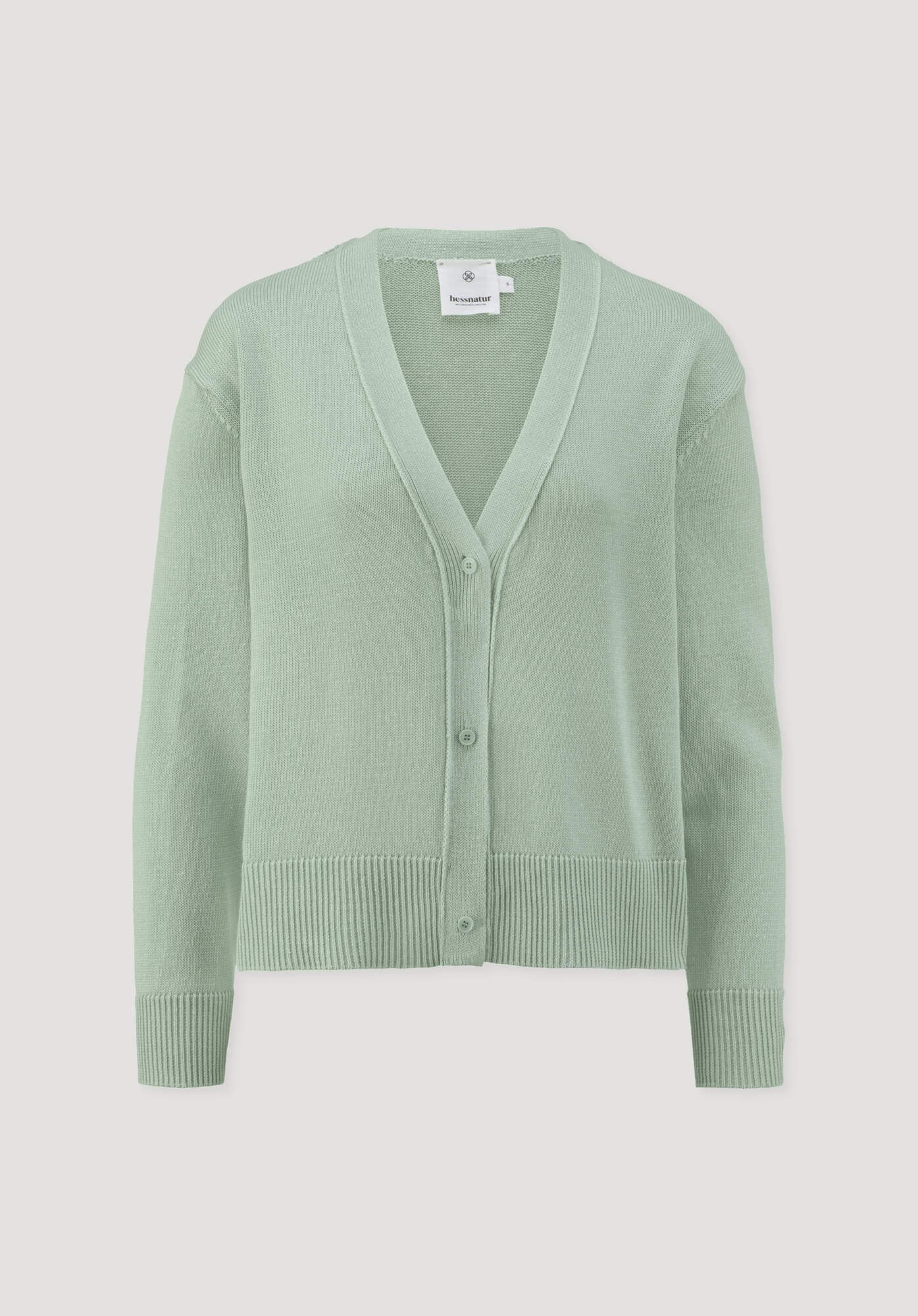 Hessnatur Strickjacke aus reiner Bio-Baumwolle mit edlem Leinen (1-tlg)