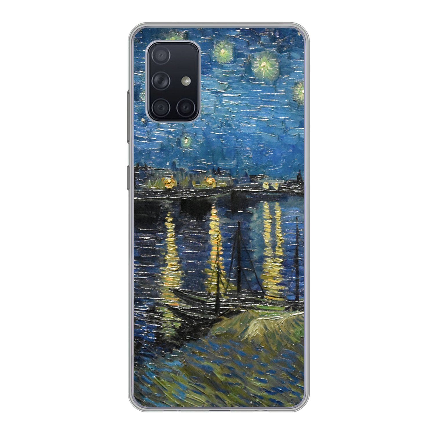 MuchoWow Handyhülle für Samsung Galaxy A51 Sternennacht über der Rhone - Van Gogh - Kunst, Smartphone-Bumper, Print, Handy Schutzhülle Dünn