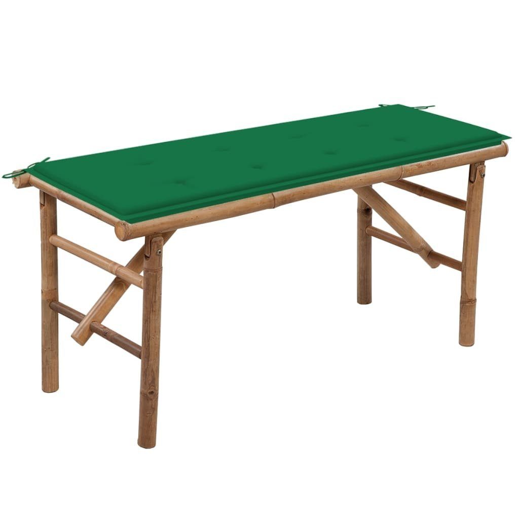 furnicato Gartenbank Klappbare mit Auflage 118 cm Bambus (1-St., 1 x Bank, 1 x Auflage)