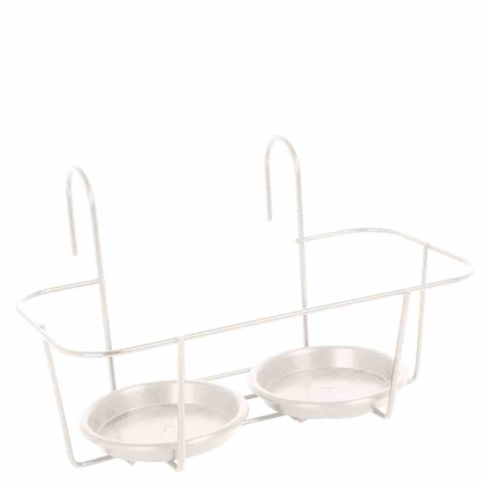 Jardifer Blumenkastenhalter Haken-Blumentopfhalter 2 Töpfe klein, weiß