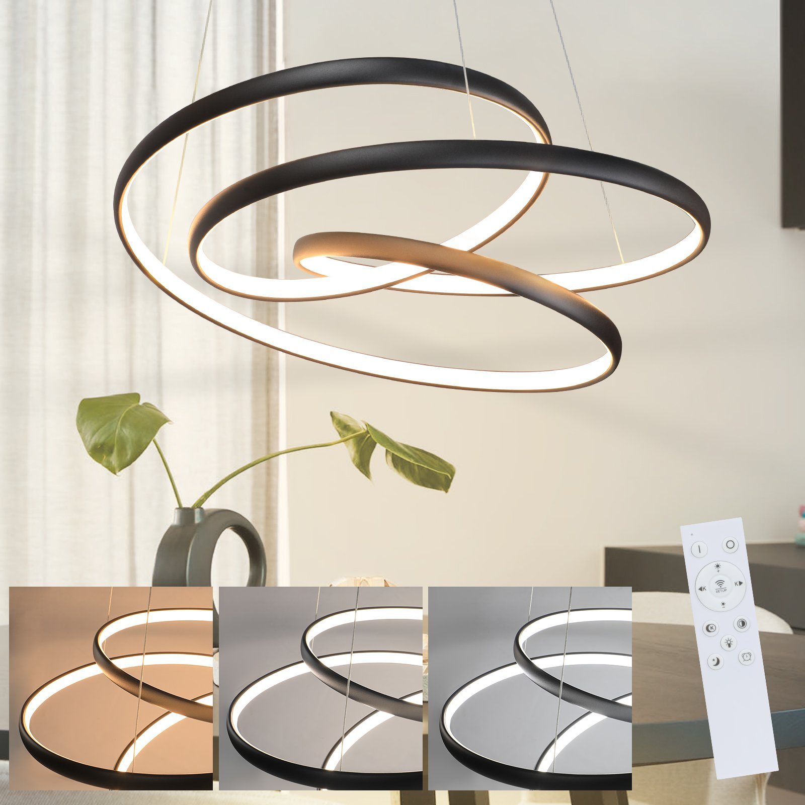Nettlife LED Pendelleuchte Esstisch Schwarz Dimmbar günstig online kaufen