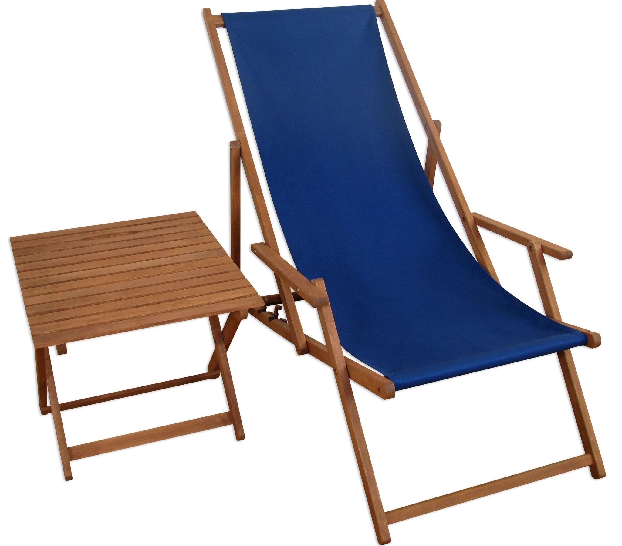 Gartenliege Liegestuhl blau Strandliege Gartenliege Tisch Strandstuhl klappbar