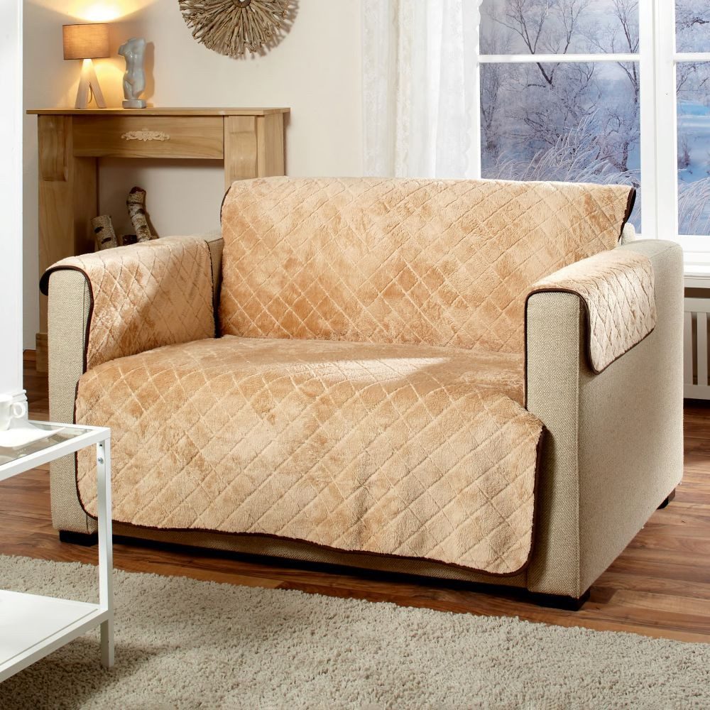Wohnglücklich Sofaschoner, Wende-Schutzdecke braun/beige