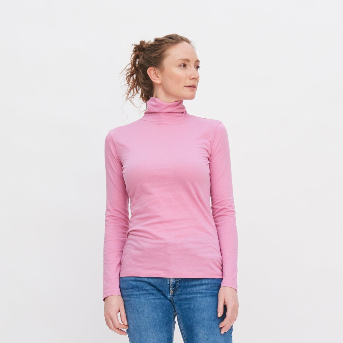 LIVING Feines mit Dusty Langarm-Shirt Rose Rollkragen angesagtem CRAFTS NIA Rollkragenshirt