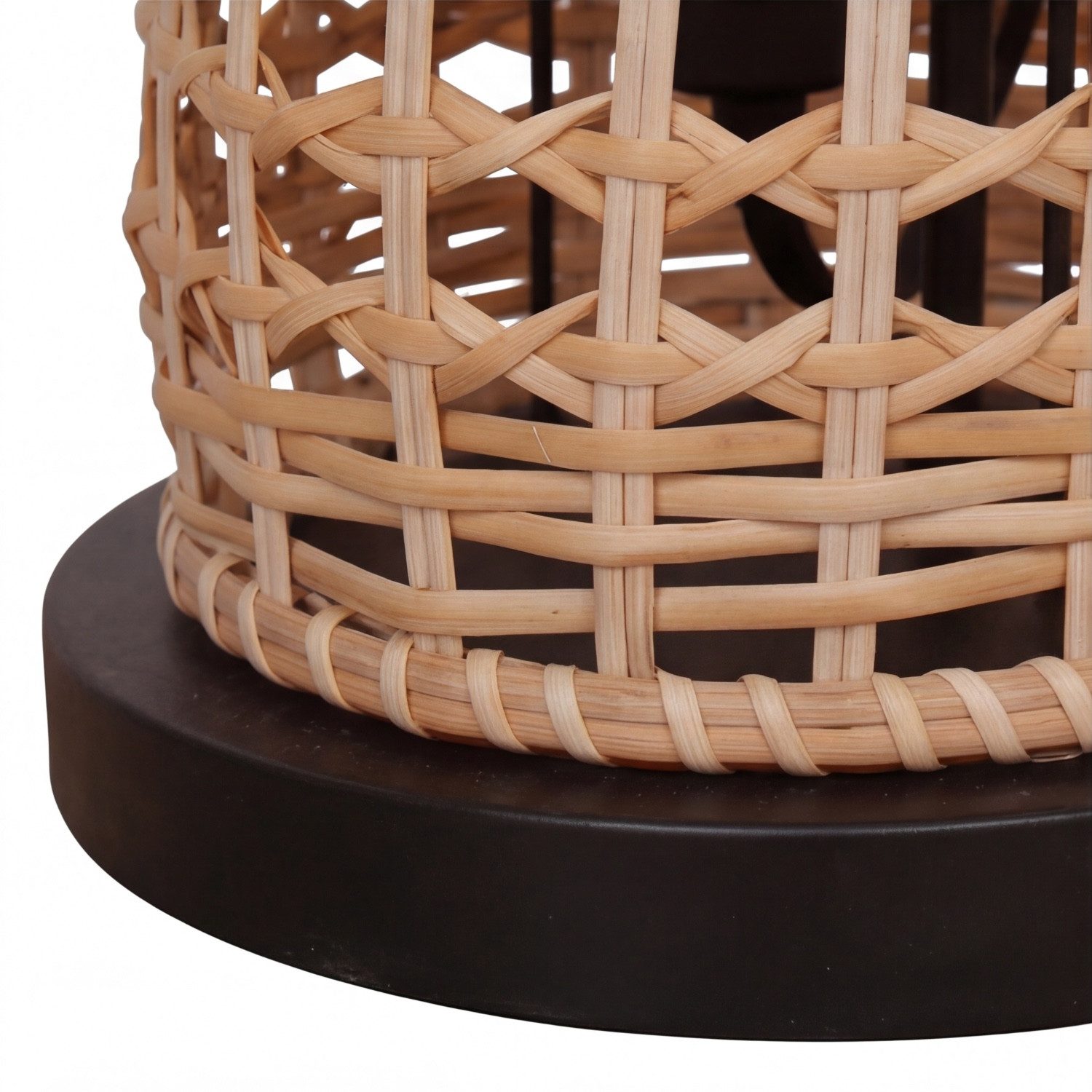 Licht-Erlebnisse Stehlampe LAUKIRCH, ohne Leuchtmittel, Rattan Korb Schwarz Metall E27 2-flammig 60 cm Boho Wohnzimmer Modern – Bild 5 von 5