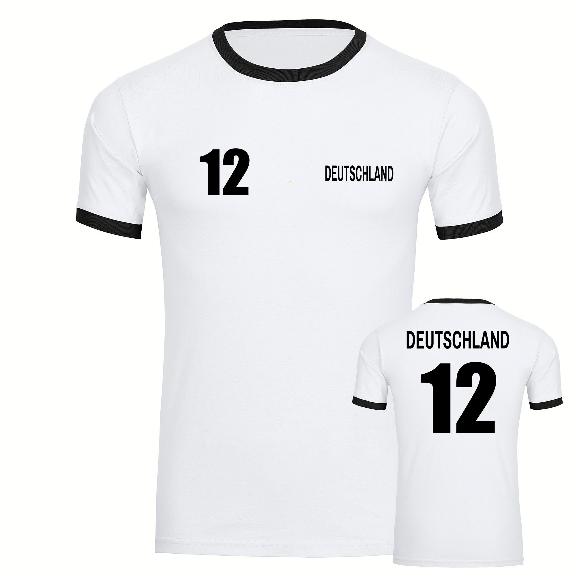 multifanshop T-Shirt Kontrast Deutschland - Trikot 12 - Männer