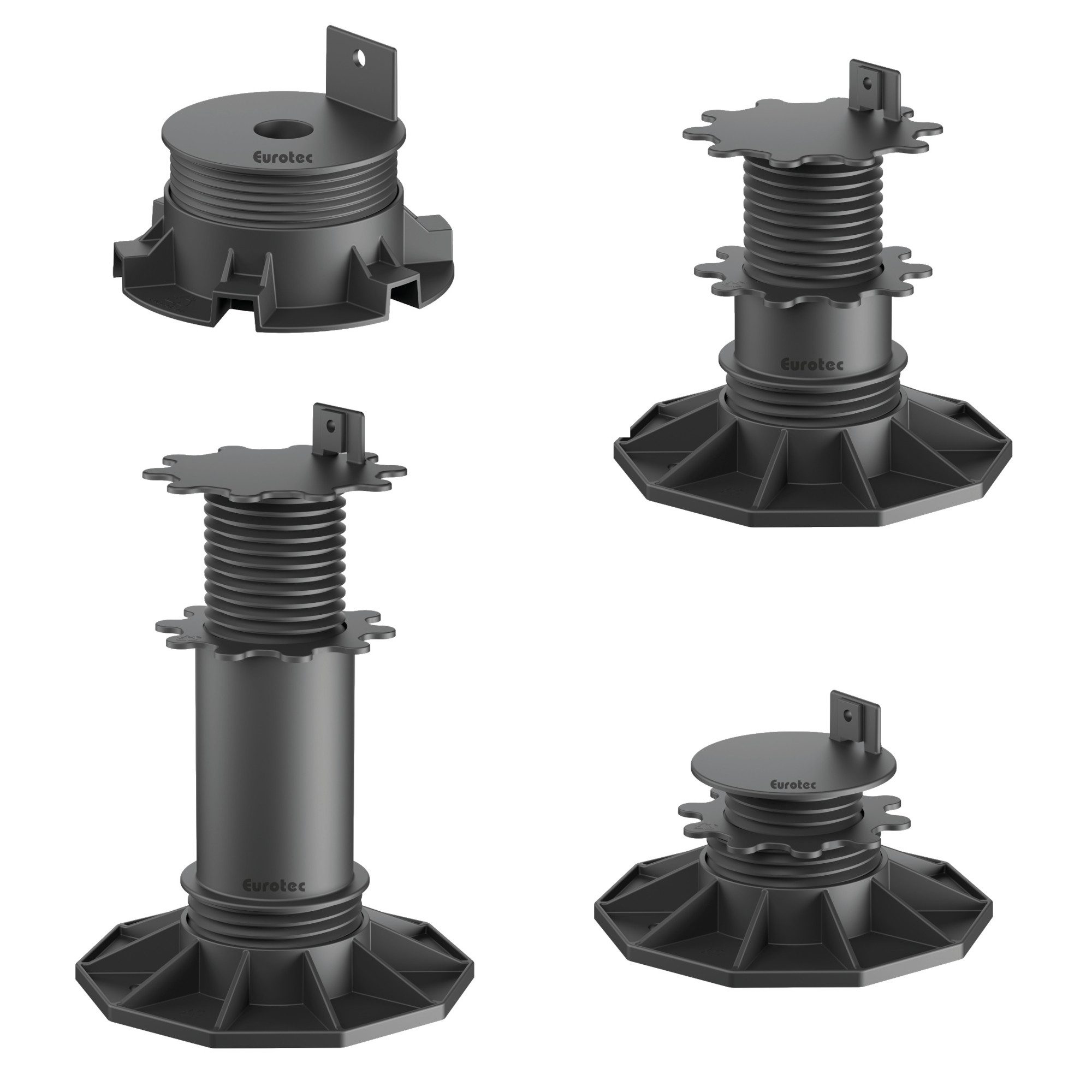 Eurotec Gartenhaus-Fundamentrahmen EUROTEC Stelzlager ECO Höhenausgleich 1,9–22,0 cm Plattenlager, (für Terrassenbau, 1-St., verschiedene Höhen)