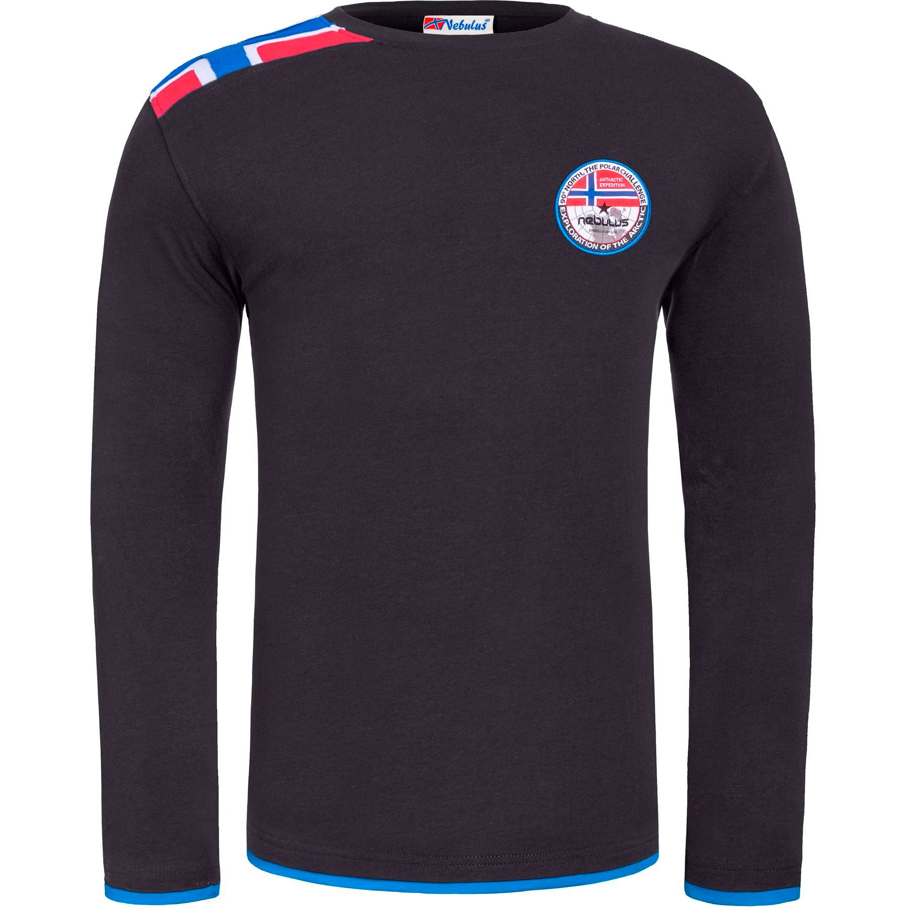Nebulus Langarmshirt FREEKY, P6681 - Herren, schwarz-kobalt, L