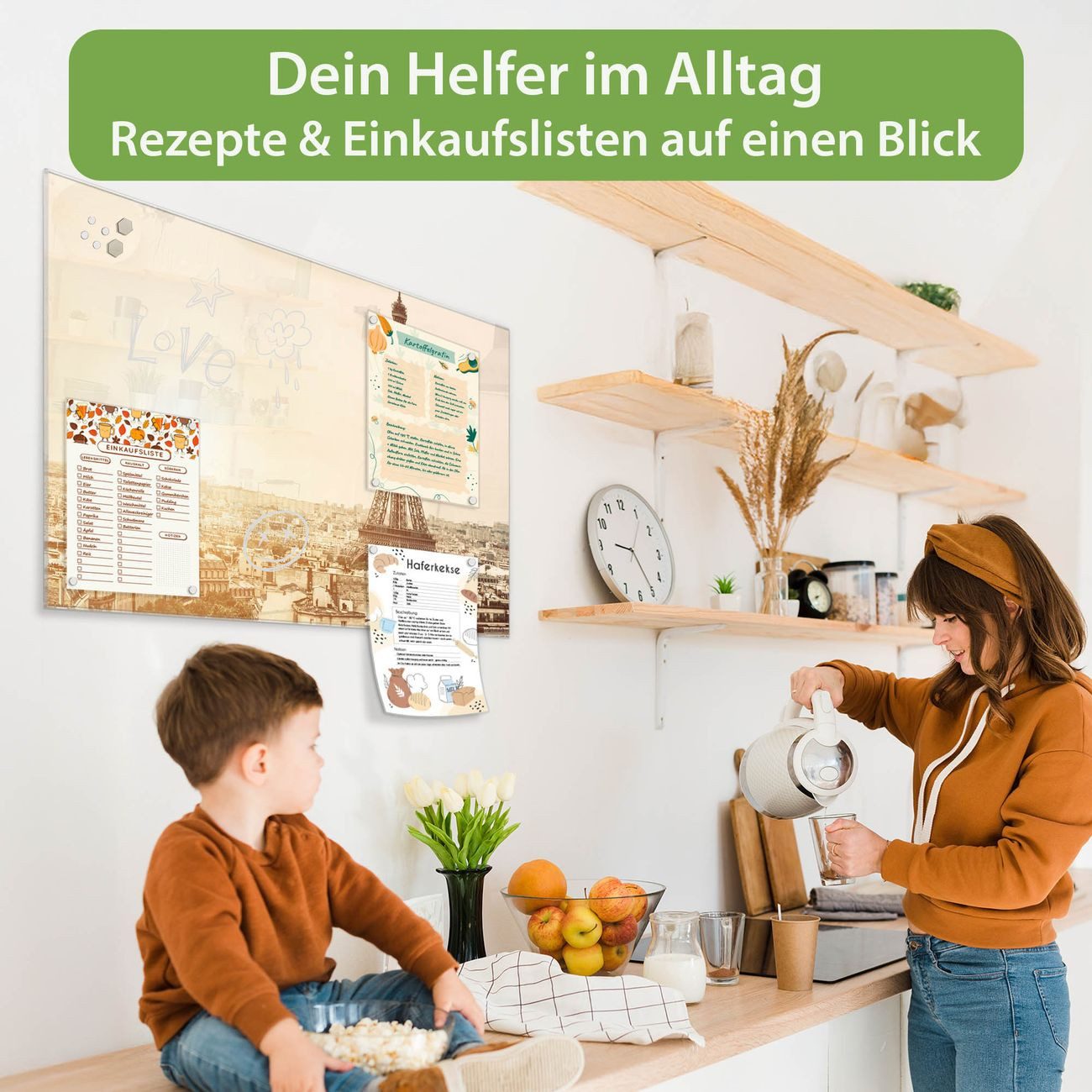 banjado Magnettafel aus Glas, mit Motiv Dächer Von Paris, (gehärtetets Glas, Glasmagnettafel)