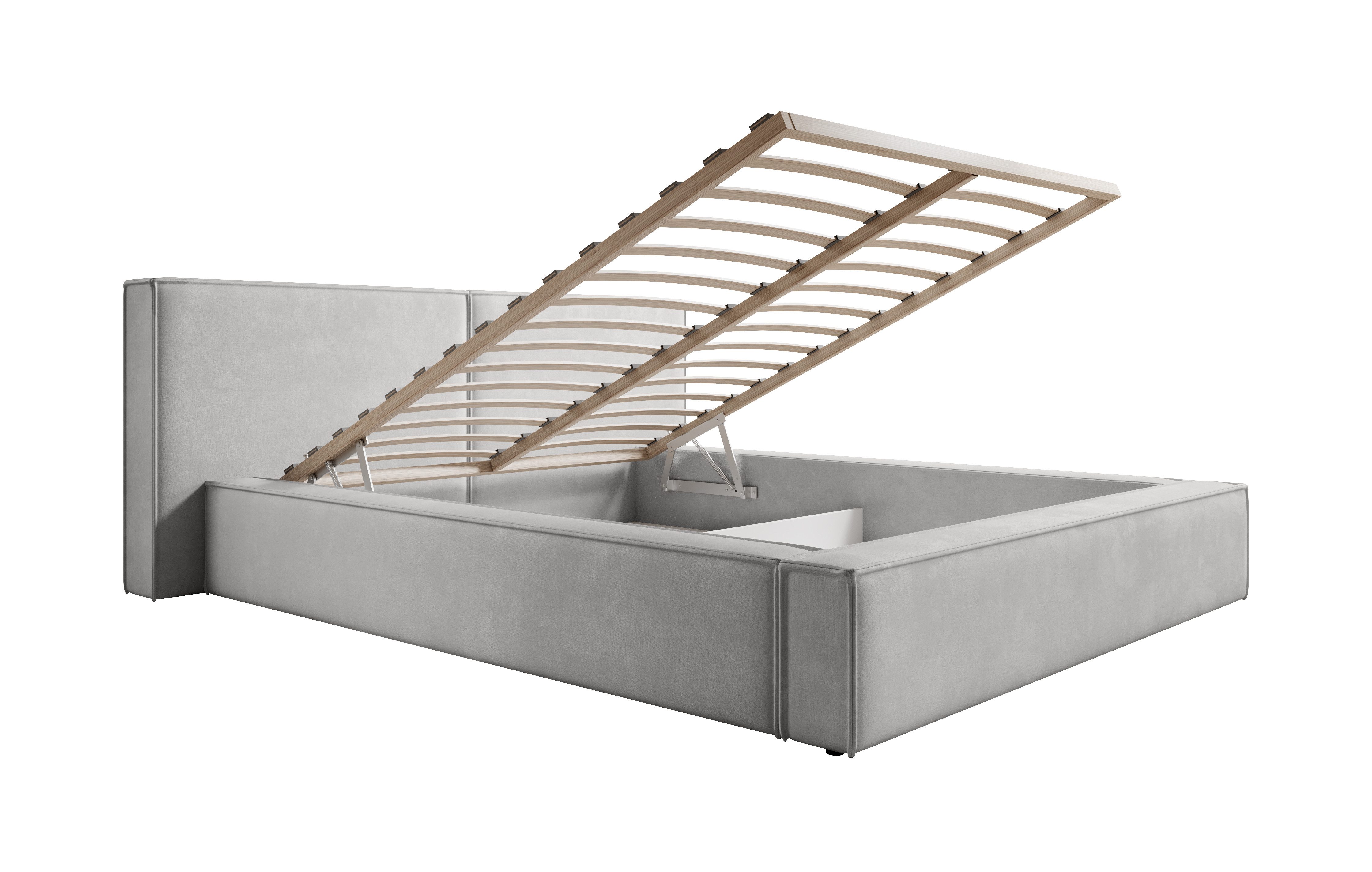 yourhouse24 Polsterbett HELIOS mit Bettkasten und Lattenrost (Bettgestell mit Lattenrost), Gepolstertes Kopfteil