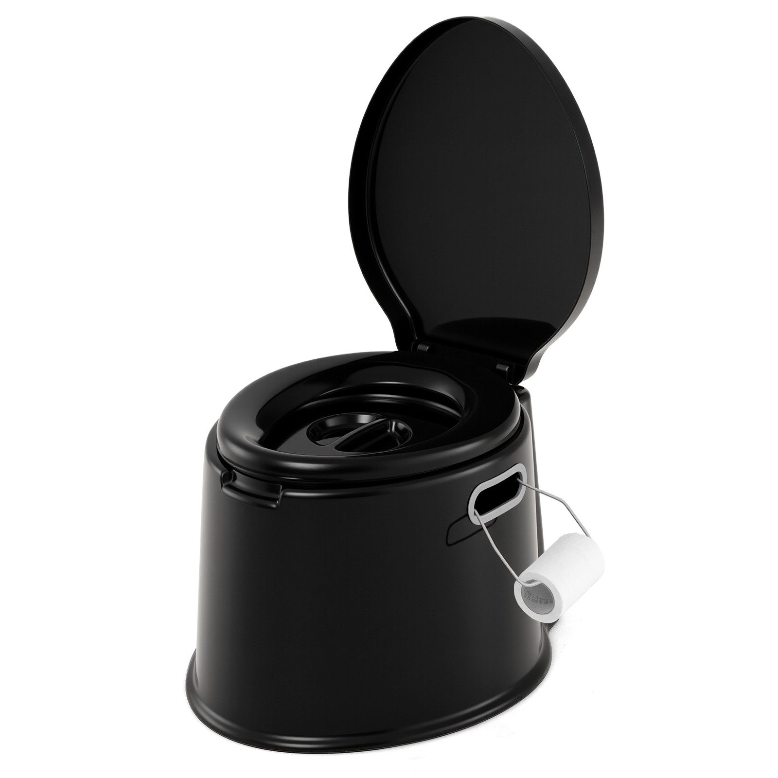 COSTWAY Campingtoilette, tragbar, mit abnehmbarem Eimer, Papierhalter