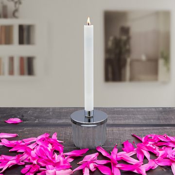 Spetebo Kerzenhalter Metall Kerzenhalter mit Deko Glas (Stück, 1 St., Kerzenhalter), Kerzenständer in Silber für Stabkerzen