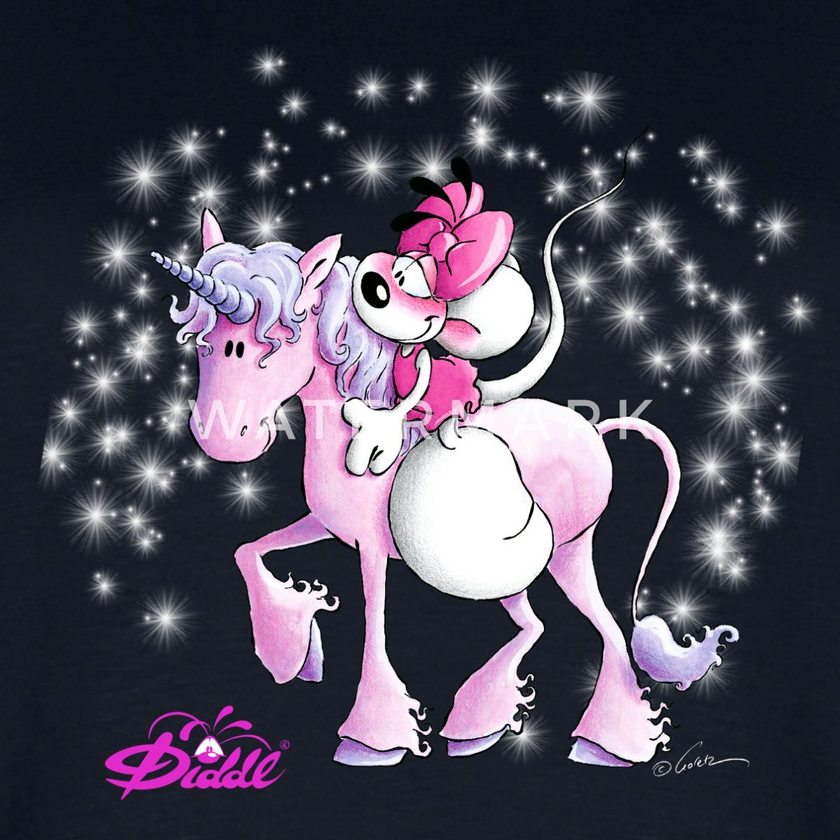 Spreadshirt T-Shirt Diddl Diddlina Reitet Auf Einhorn Lalunaly Premium Lang günstig online kaufen
