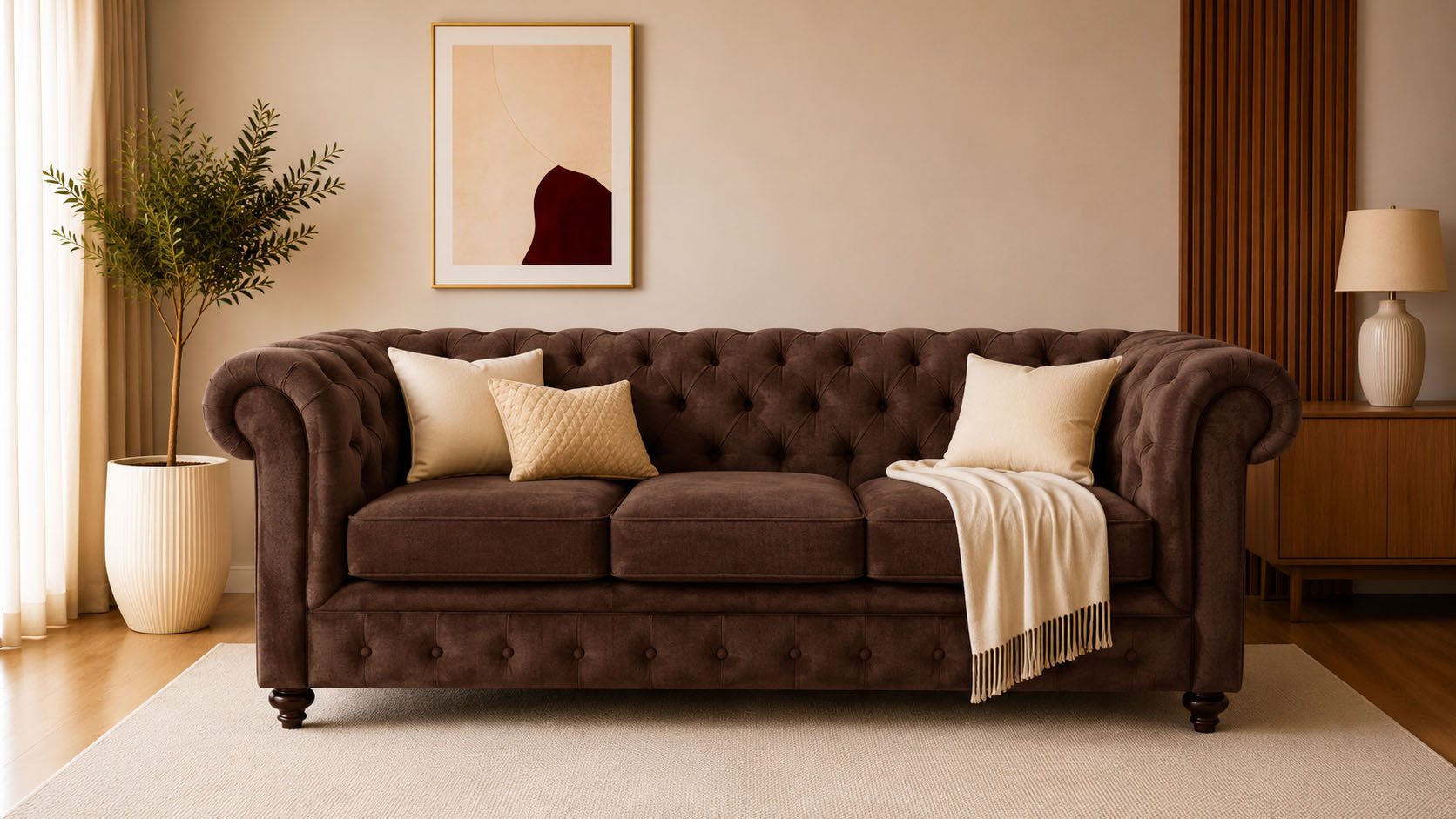 OTTO home Chesterfield-Sofa Chesterfield 3-Sitzer B/T/H: 198/89/74 cm, mit hochwertiger Knopfheftung, auch in Leder