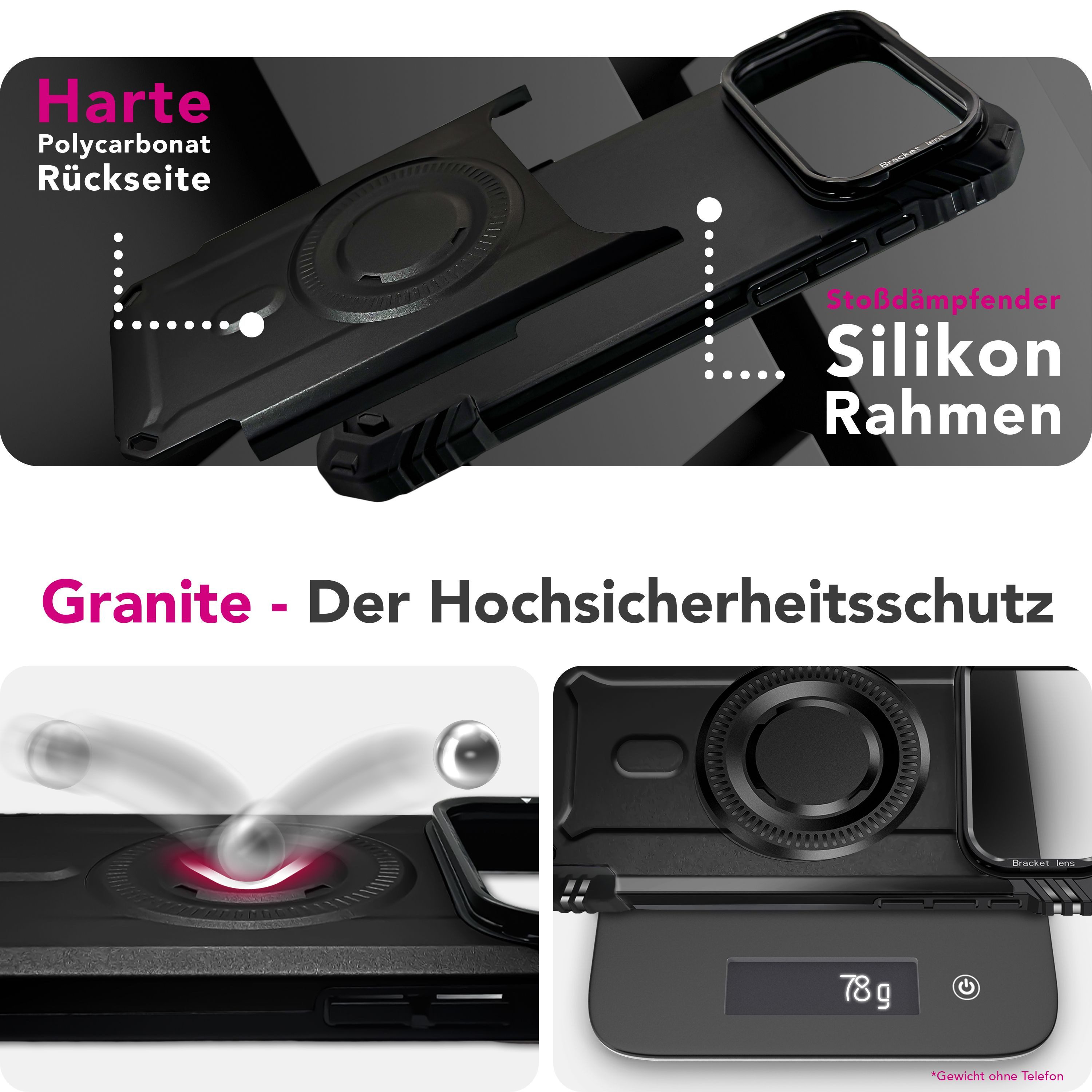 Nalia Smartphone-Hülle Apple iPhone 17 Pro Max 17,5 cm (6,9 Zoll), MagSafe Hülle / Extrem Robust / Kickstand / Tactical Military Cover