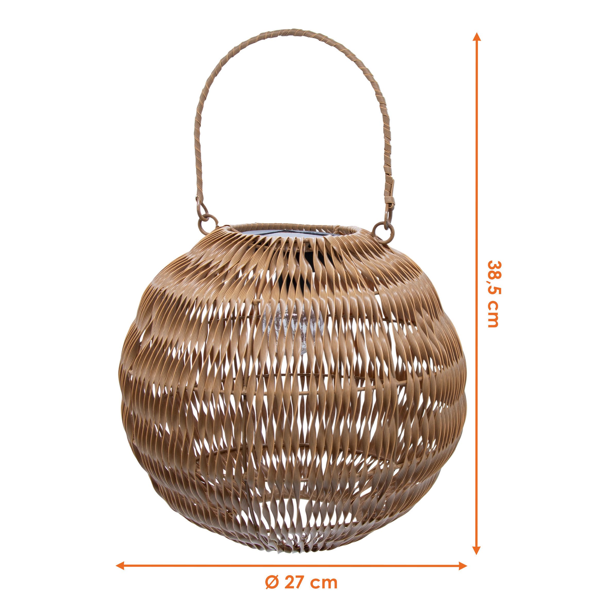 Spetebo Dekoobjekt LED Solar Kugel in Flechtoptik (27 cm, 1 St., warm weiß), Garten Kugelleuchte zum Hängen