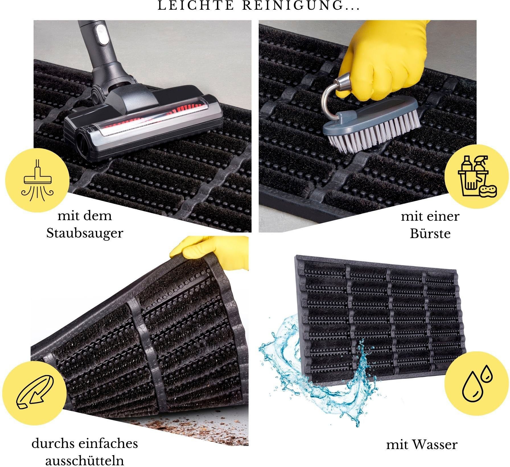 HANSE Home Fußmatte Schmutzfangmatte Brushes Mat, Türmatte, rechteckig, Höhe: 25 mm, Kokos, Gummi, Schmutzfangmatte, Outdoor, Rutschfest, Innen, Kokosmatte – Bild 5 von 5